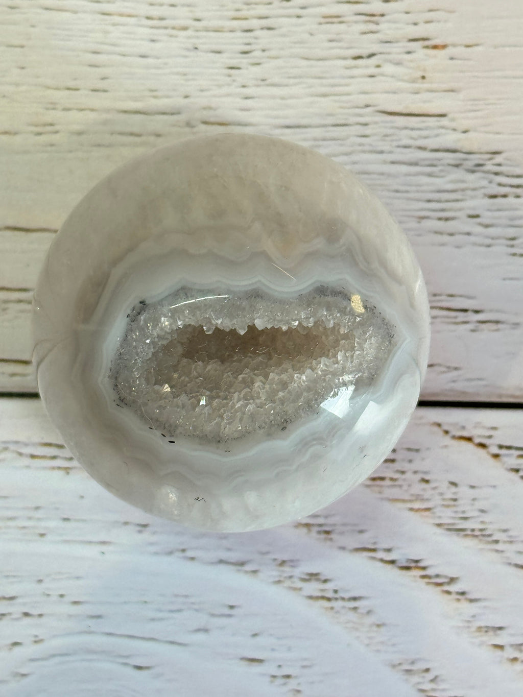 High Quality Crystal white Agate with druzy quartz spheres - Crystal home decor.