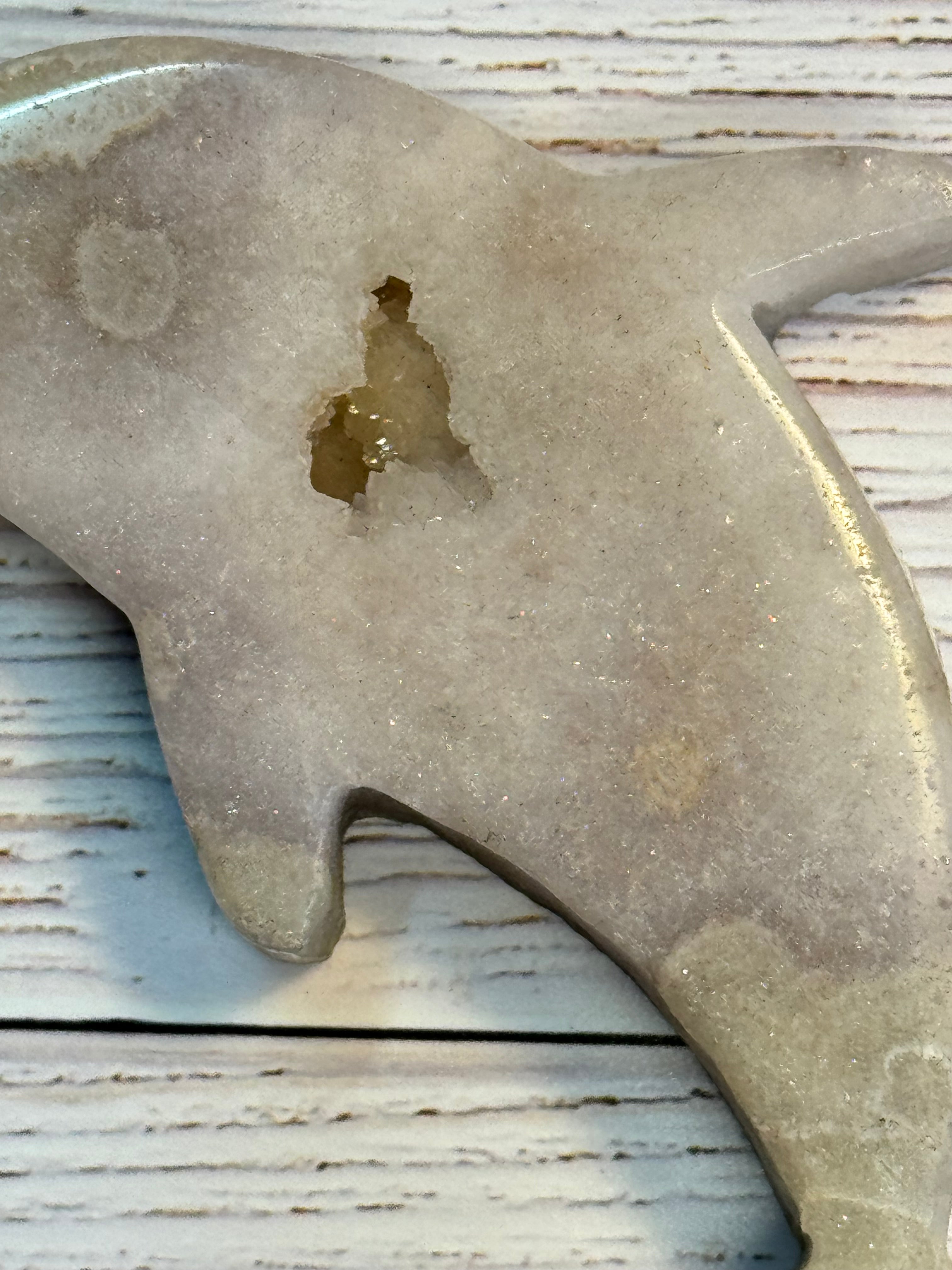 Large Pink Amethyst Dolphin on stand - Druzy Crystal Home Décor, from Brazil - Radiant Crystals UK