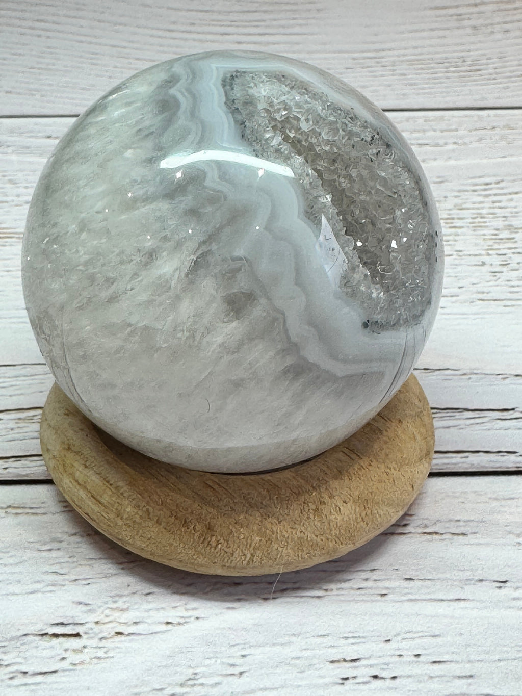High Quality Crystal white Agate with druzy quartz spheres - Crystal home decor.
