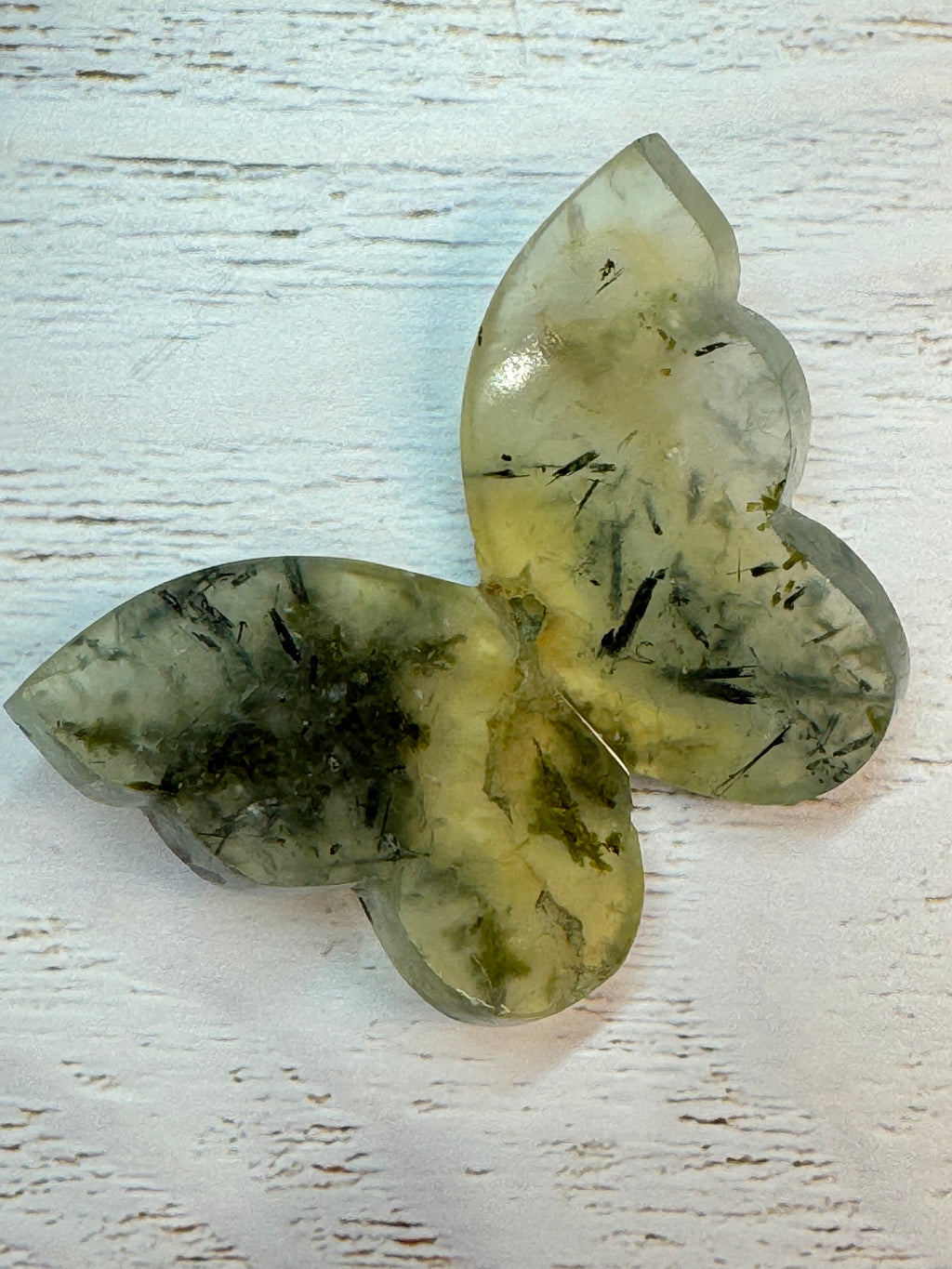 Prehnite Butterfly Carving – Handcrafted Nature Décor | Natural Obsidian Sculpture |