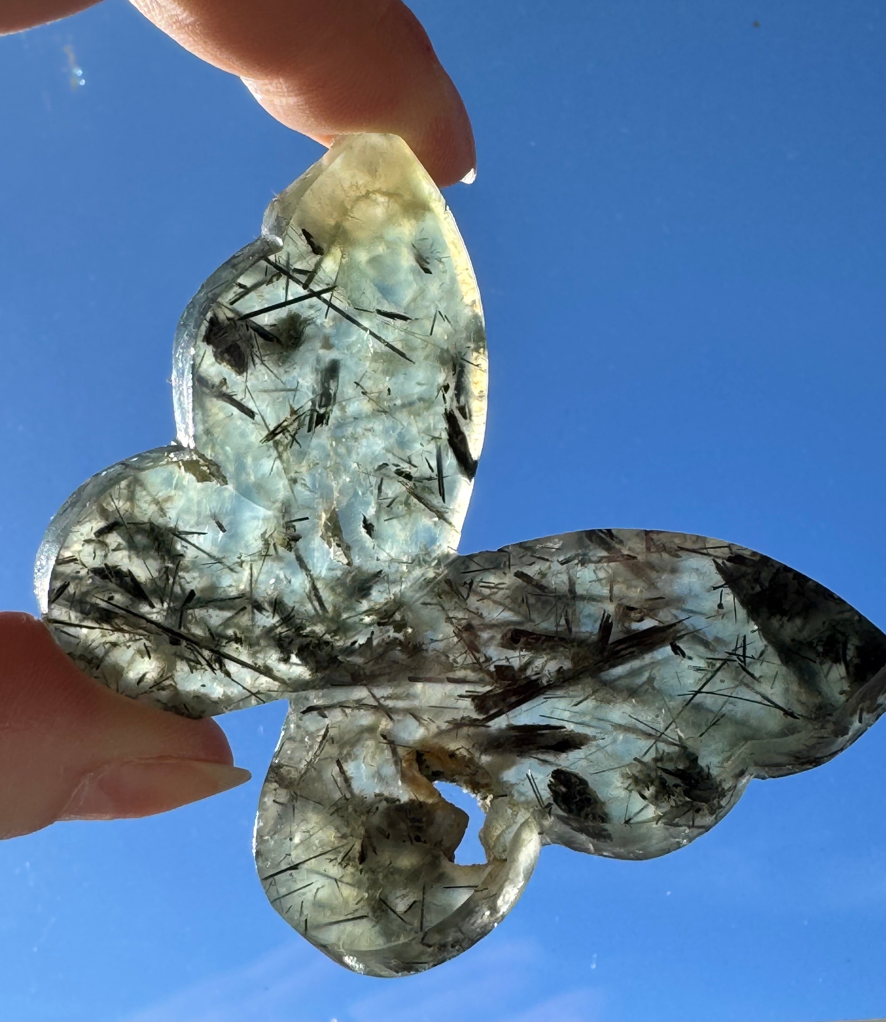 Prehnite Butterfly Carving – Handcrafted Nature Décor | Natural Obsidian Sculpture |