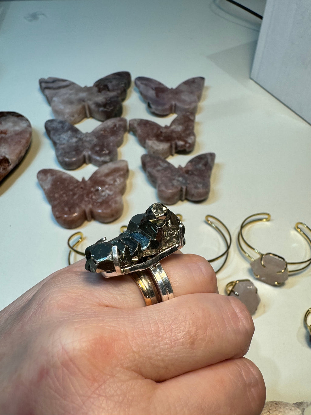 Pyrite Ring | Natural Raw Crystal on Silver Adjustable Band | Radiant Crystals UK