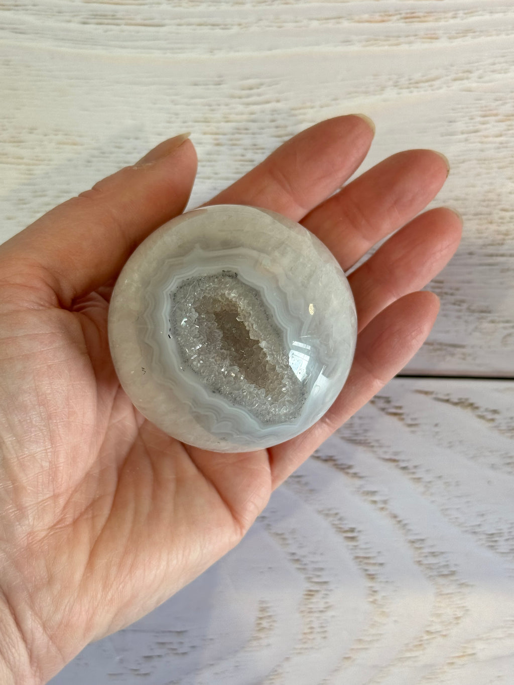 High Quality Crystal white Agate with druzy quartz spheres - Crystal home decor.