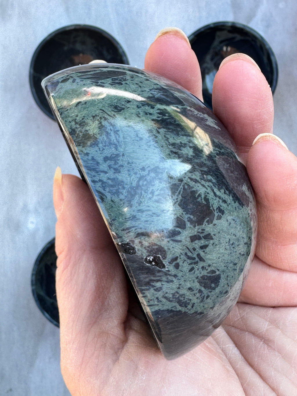 Spiderweb obsidian 3inch bowl – Handcrafted Nature Décor | Natural crystal Sculpture