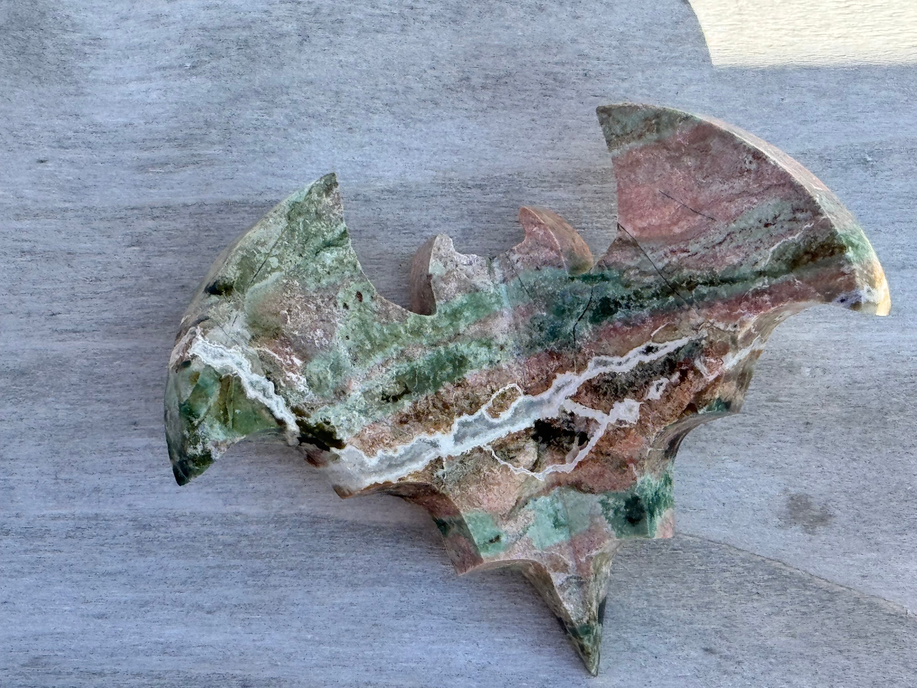 Unicorn Jasper 3d bat carving– Handcrafted Nature Décor | Natural crystal Sculpture | (Copy 2)