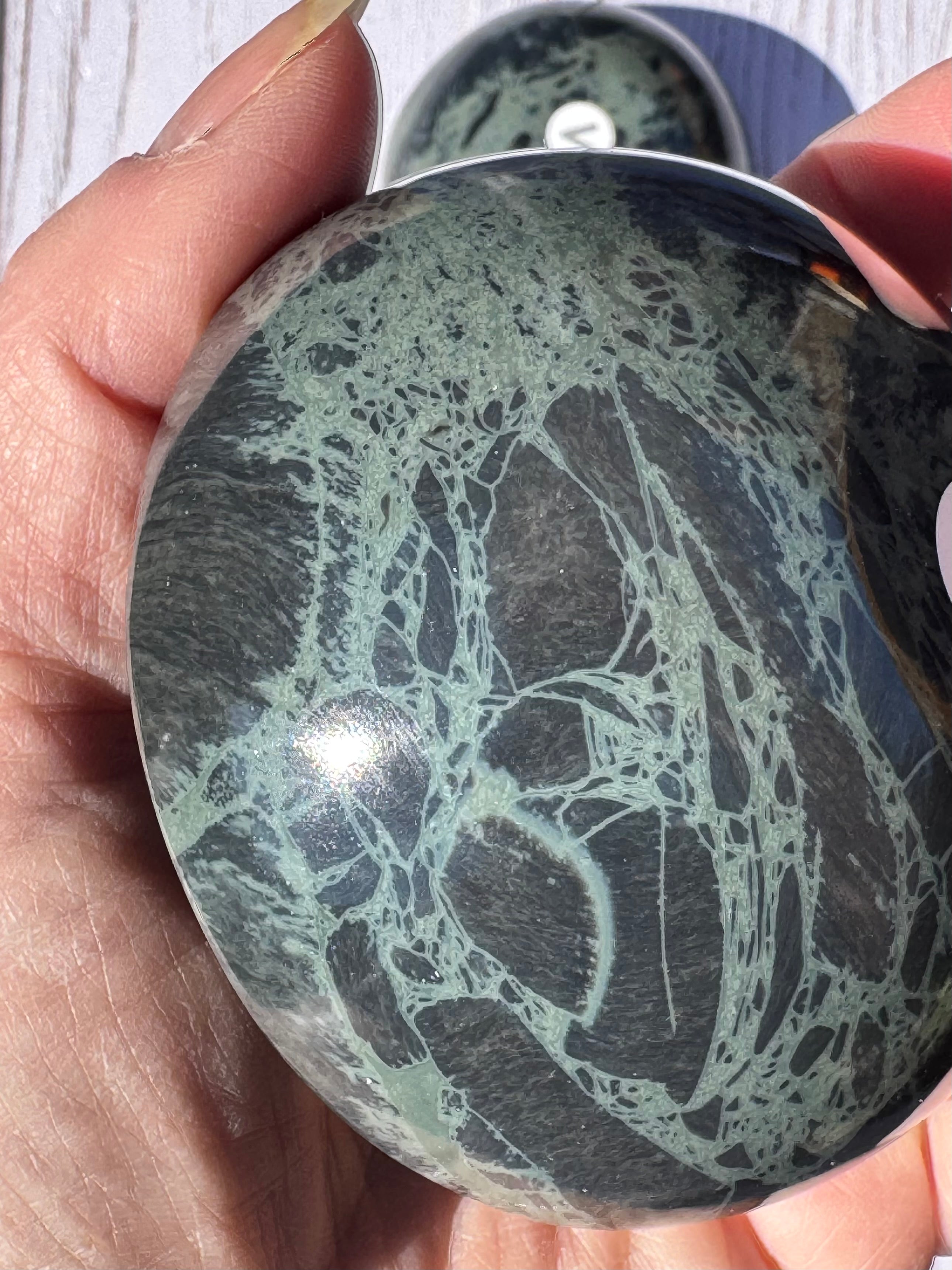 Spiderweb obsidian 3inch bowl – Handcrafted Nature Décor | Natural crystal Sculpture