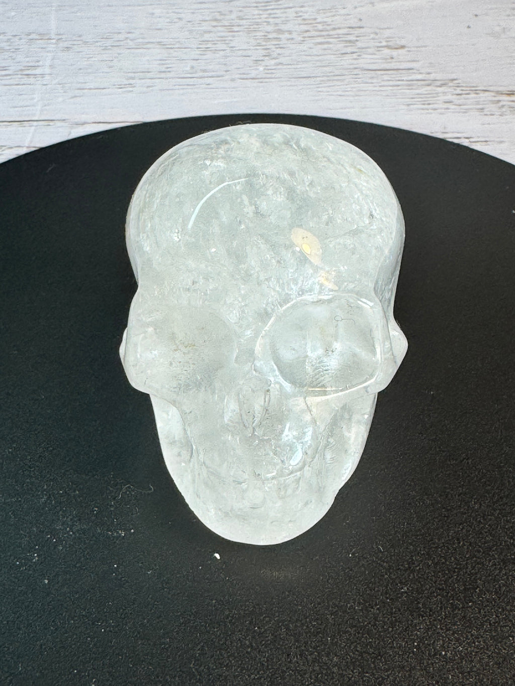 Clear quartz crystal hand carved skull