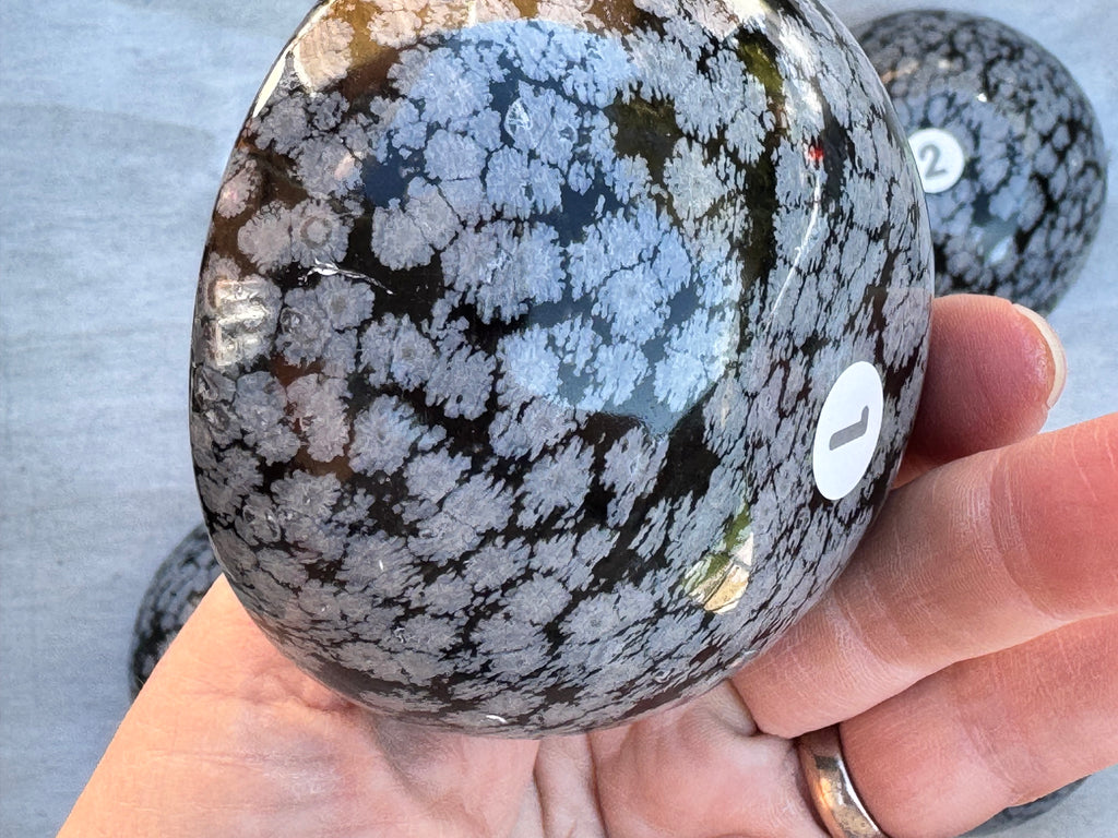 Snowflake obsidian 3inch bowl – Handcrafted Nature Décor | Natural crystal Sculpture