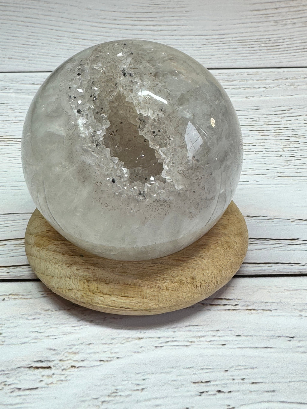 High Quality Crystal white Agate with druzy quartz spheres - Crystal home decor.