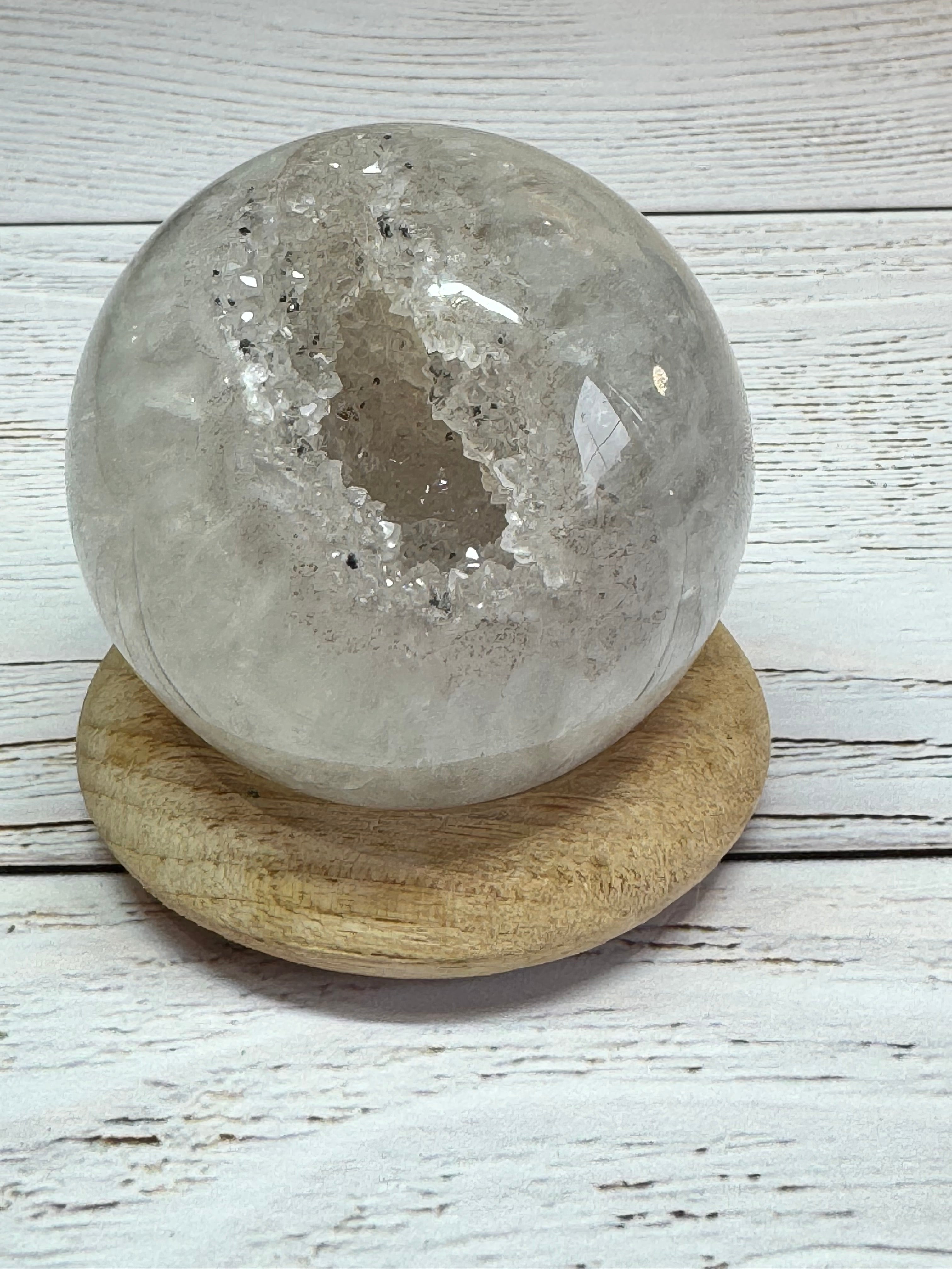 High Quality Crystal white Agate with druzy quartz spheres - Crystal home decor.