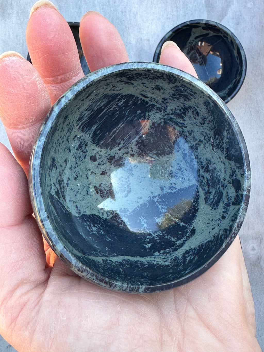 Spiderweb obsidian 3inch bowl – Handcrafted Nature Décor | Natural crystal Sculpture