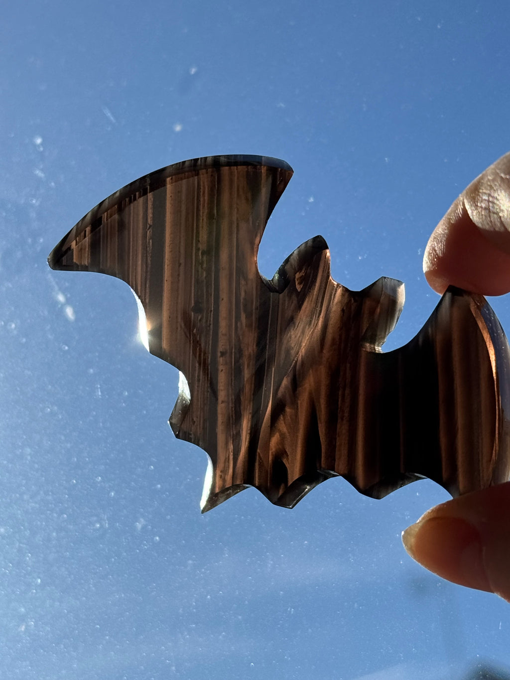 Midnight Lace Obsidian Bat Carving – Handcrafted Gothic Décor | Natural Obsidian Sculpture | Dark Academia | Halloween