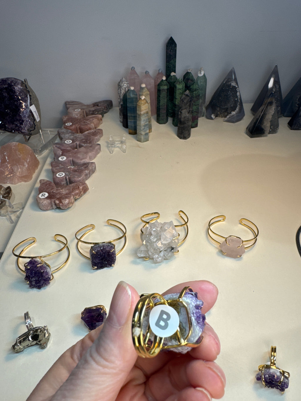 Raw Amethyst Ring | Natural Purple Crystal on Gold Adjustable Band | Radiant Crystals UK