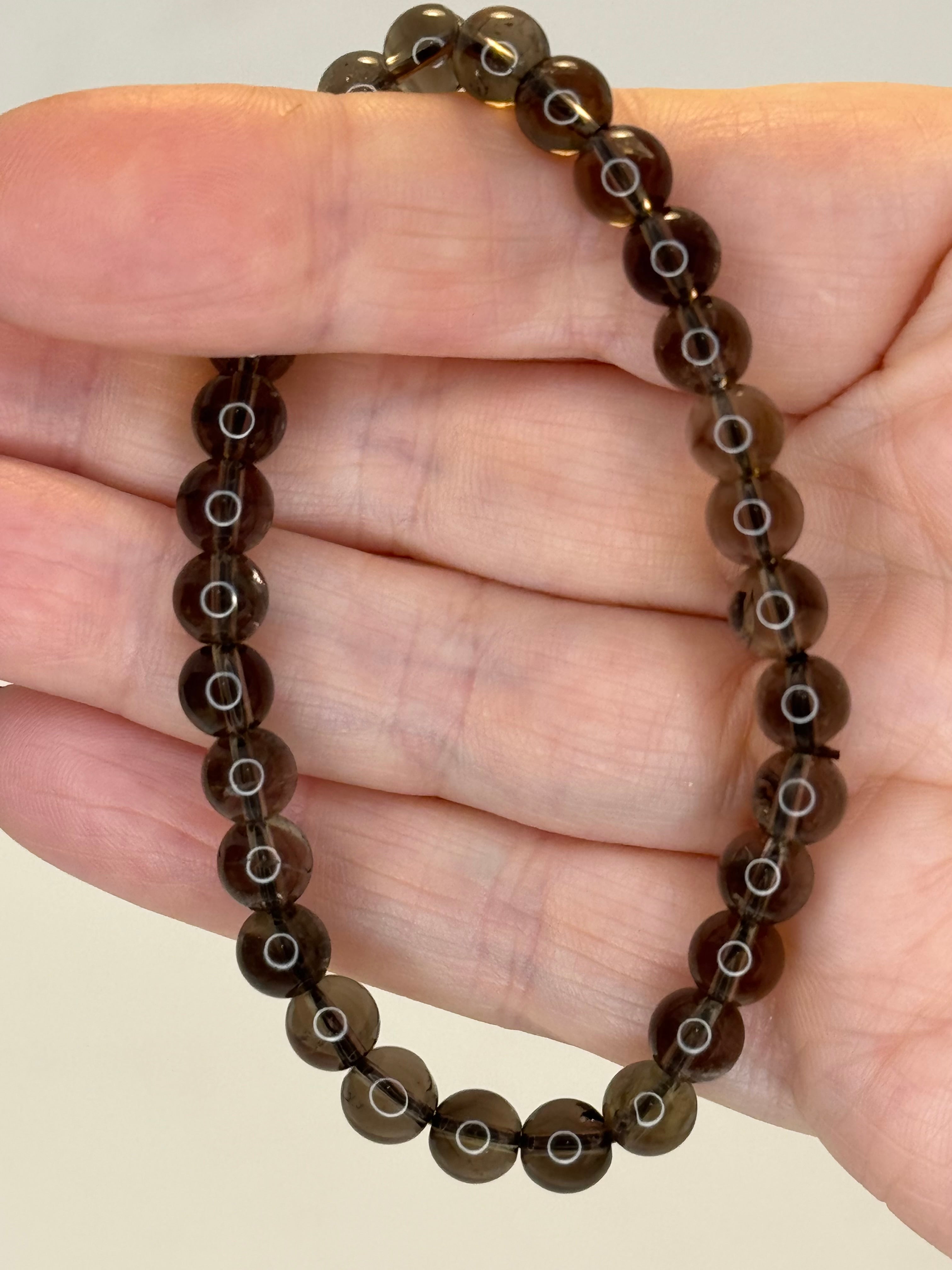 Smoky Quartz Bracelet 6mm or 8mm | Natural Crystal Bead Bracelet | Radiant Crystals UK