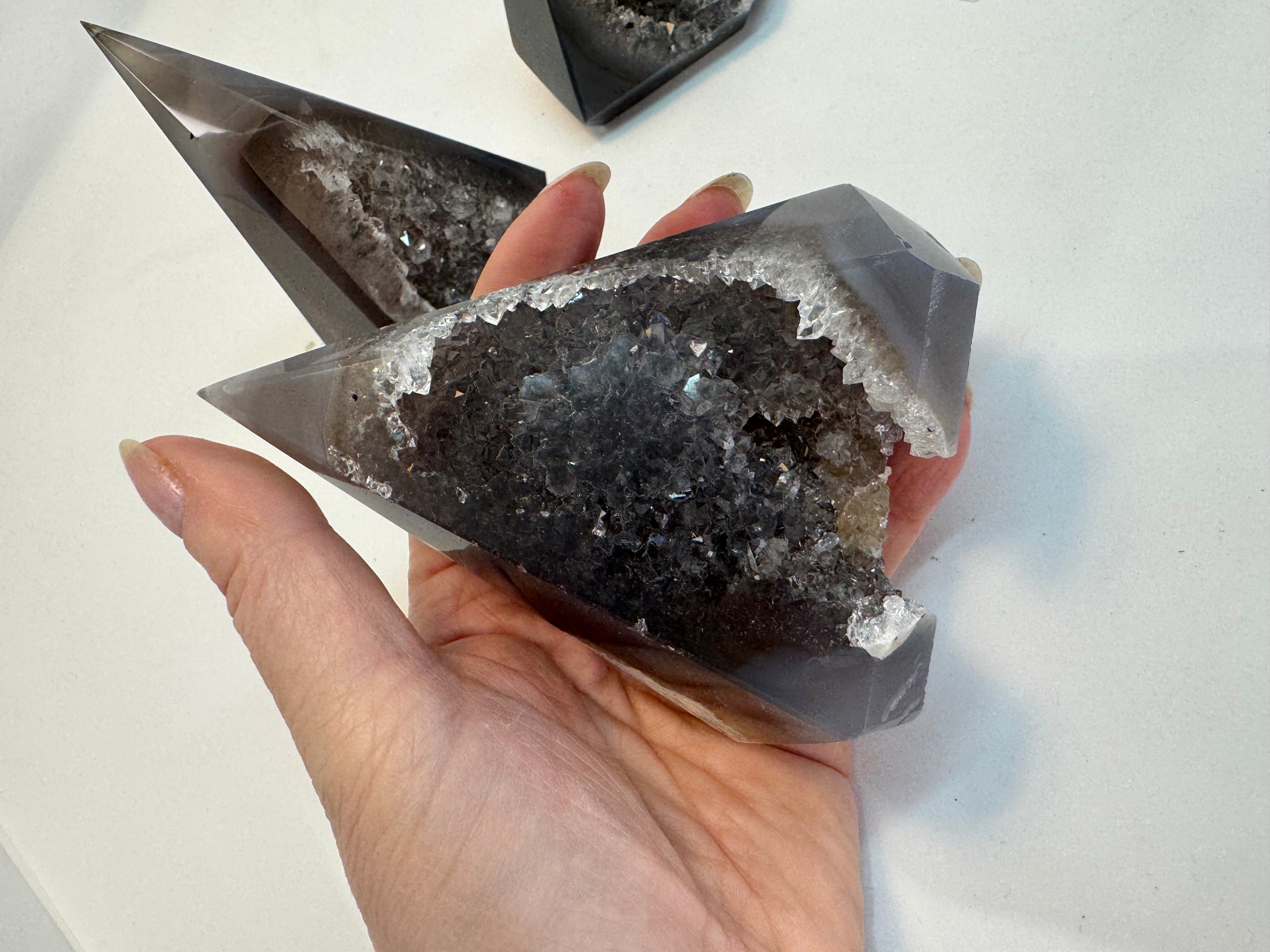 Druzy Agate Crystal Points | Natural Towers One-of-a-Kind Statement Piece | Radiant Crystals UK