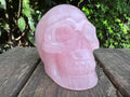 Large Rose Quartz crystal, hand carved skull 993gms.