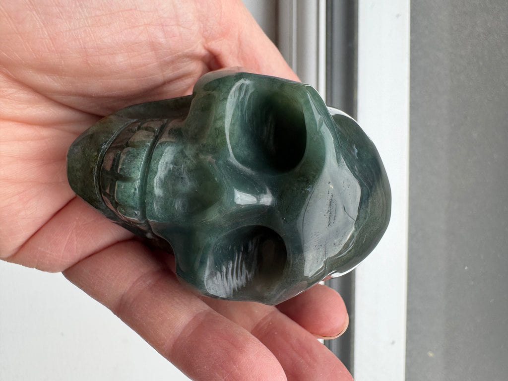 Green Adventurine crystal hand carved skull