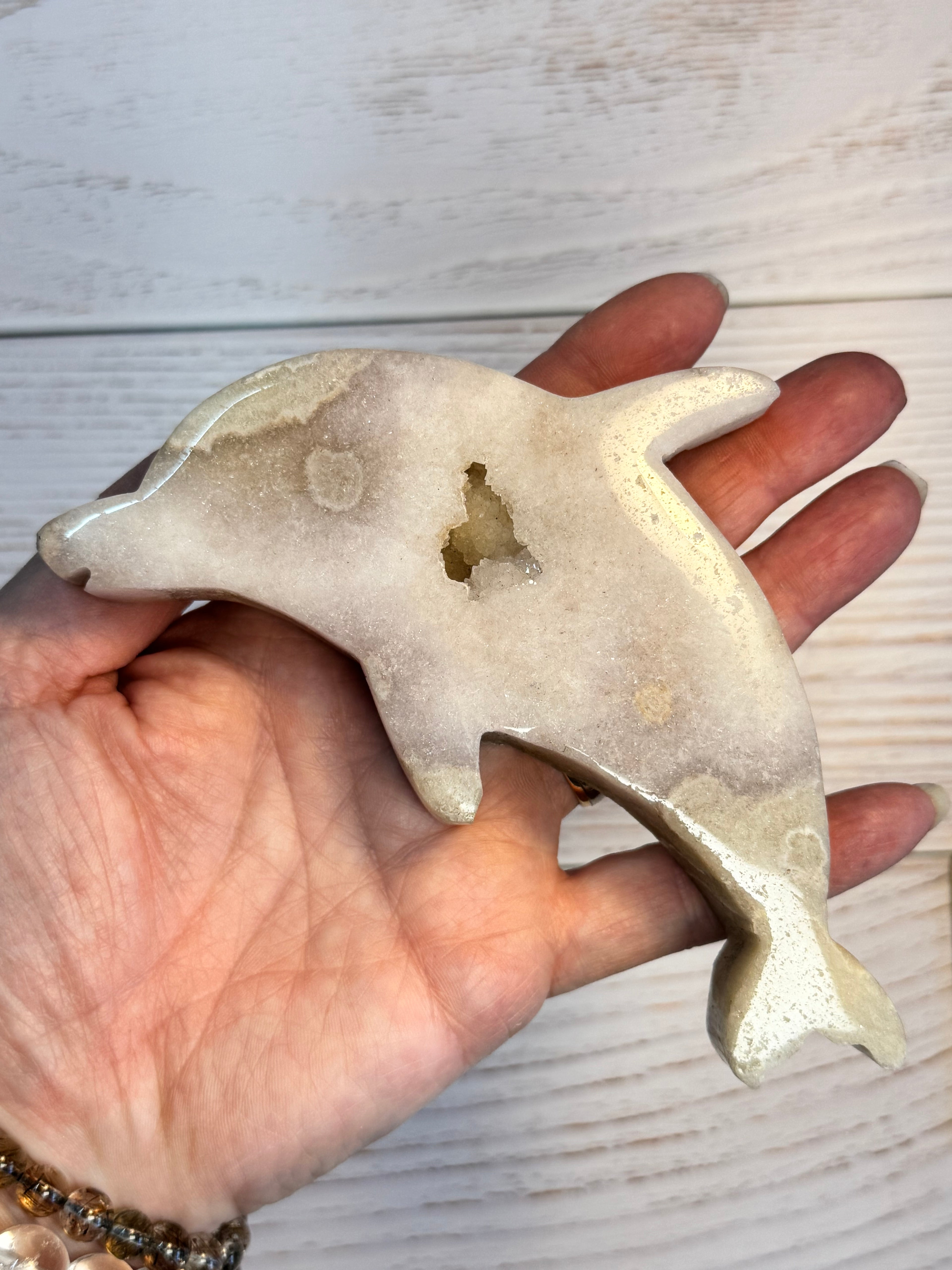 Large Pink Amethyst Dolphin on stand - Druzy Crystal Home Décor, from Brazil - Radiant Crystals UK