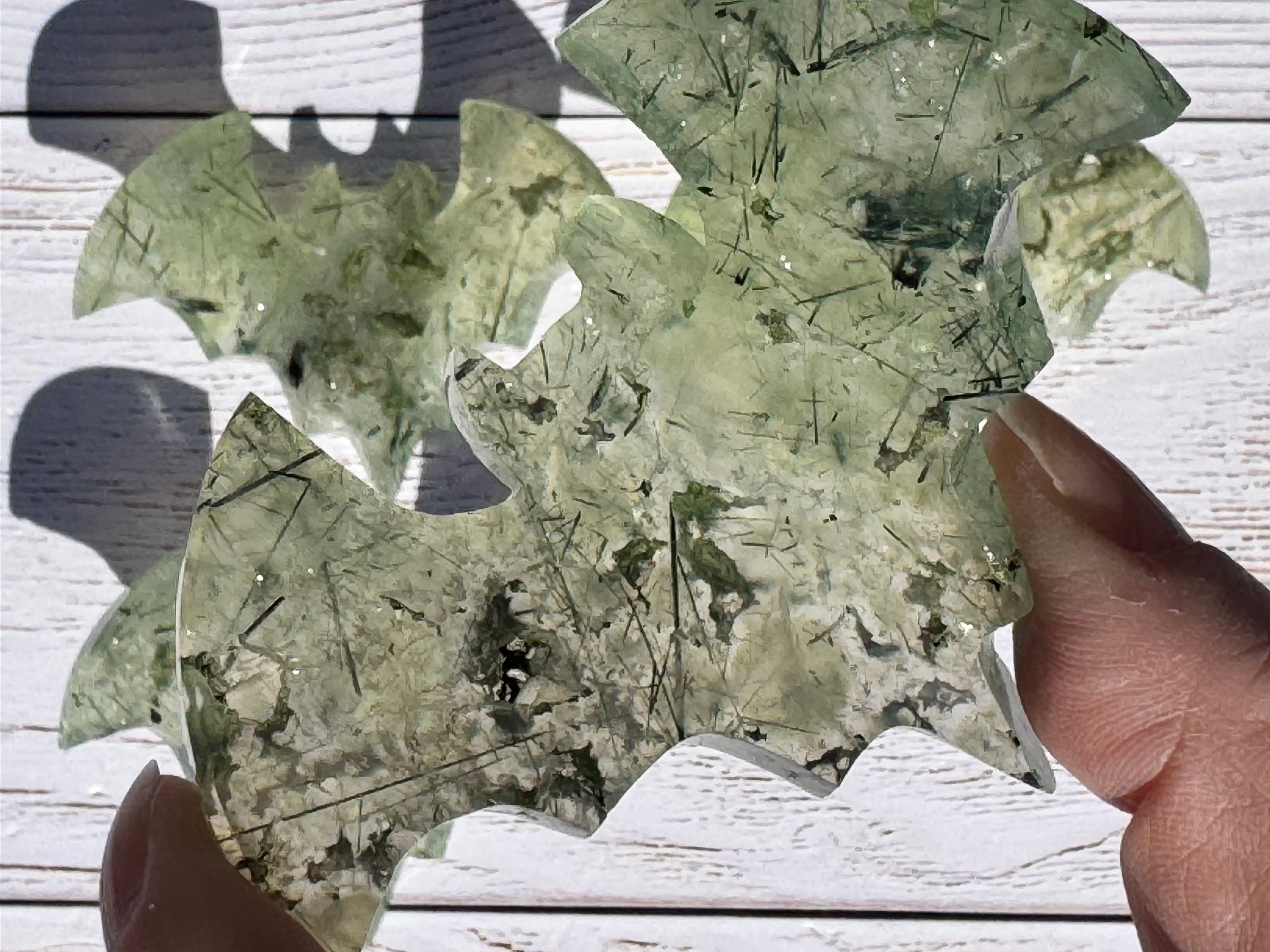 Prehnite Bat Carving – Handcrafted Nature Décor | Natural crystal Sculpture |