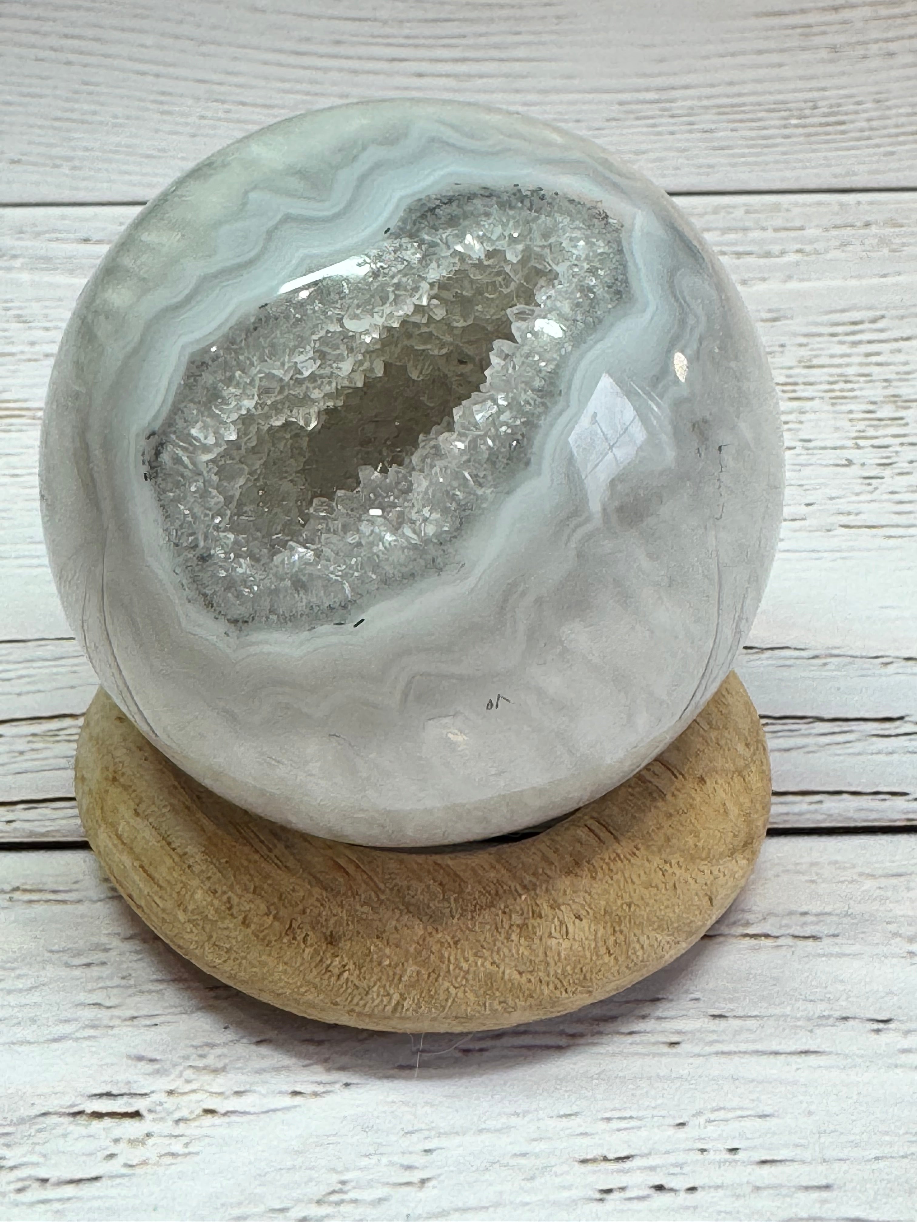 High Quality Crystal white Agate with druzy quartz spheres - Crystal home decor.