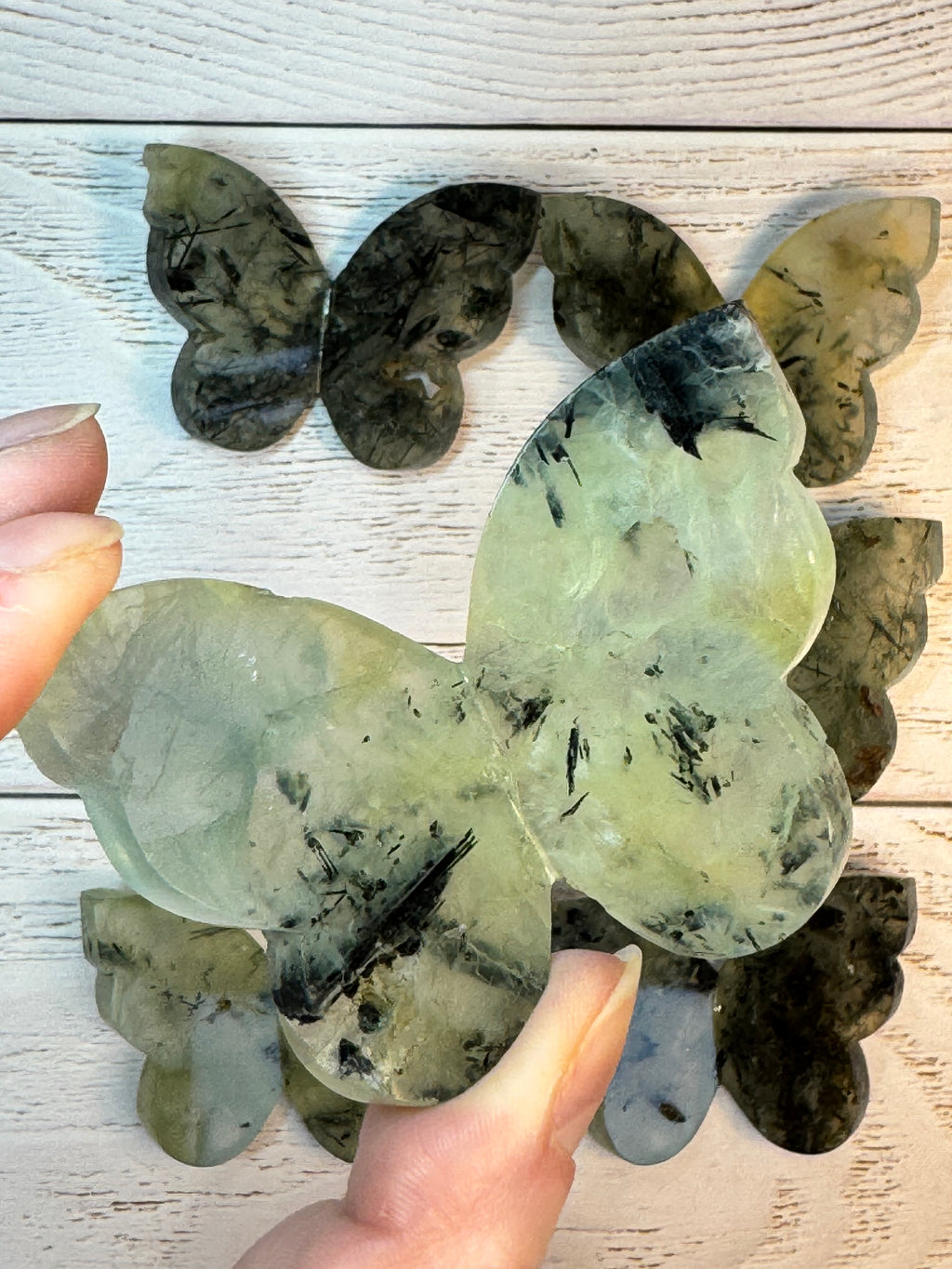 Prehnite Butterfly Carving – Handcrafted Nature Décor | Natural Obsidian Sculpture |