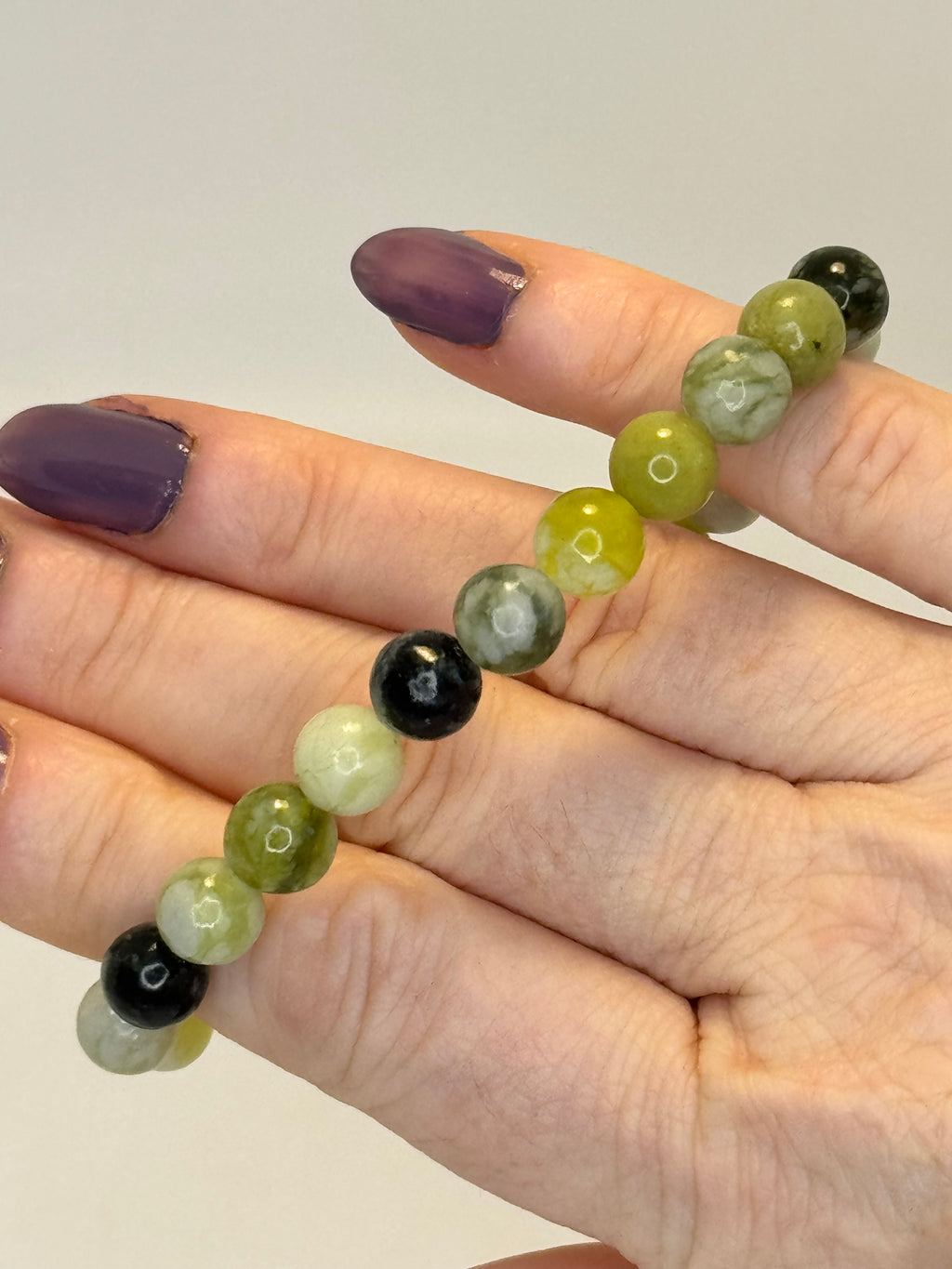 Serpentine Bracelet 8mm | Natural Green Crystal Bead Bracelet | Radiant Crystals UK