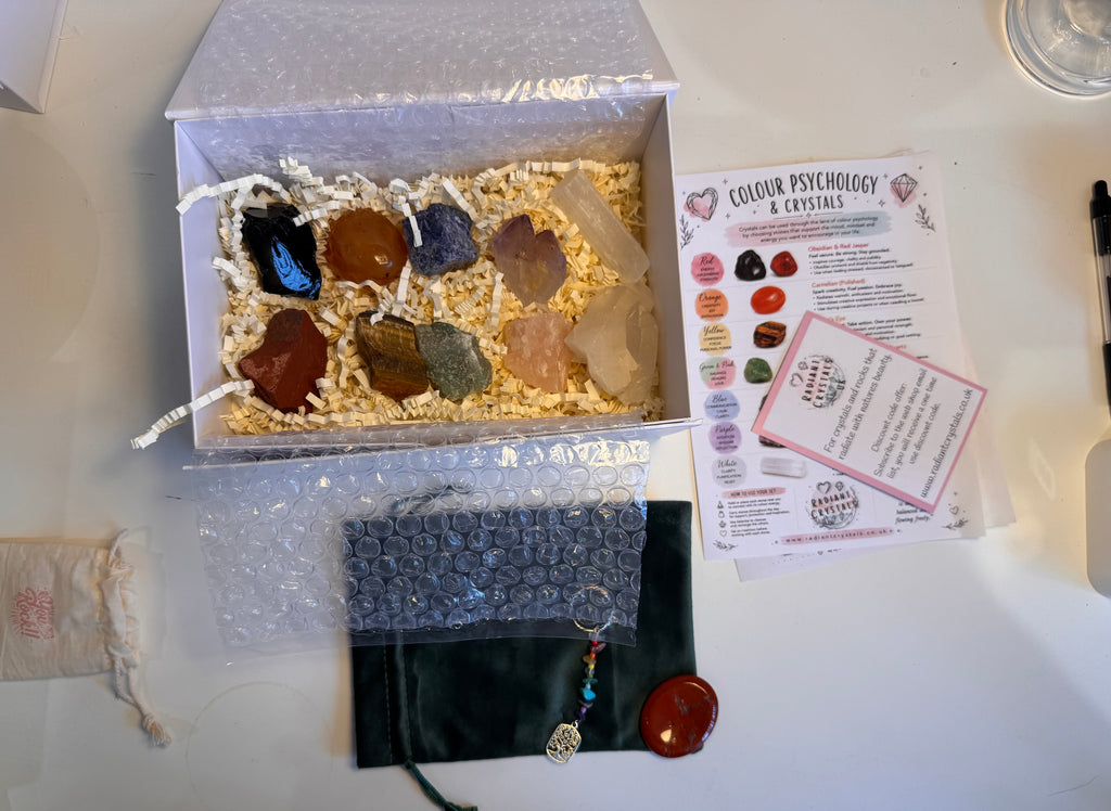 Colour Psychology Crystal Kit | Crystal Healing Gift | Self Care Gift | Mindfulness Box | Meditation Crystals | Wellness Gift