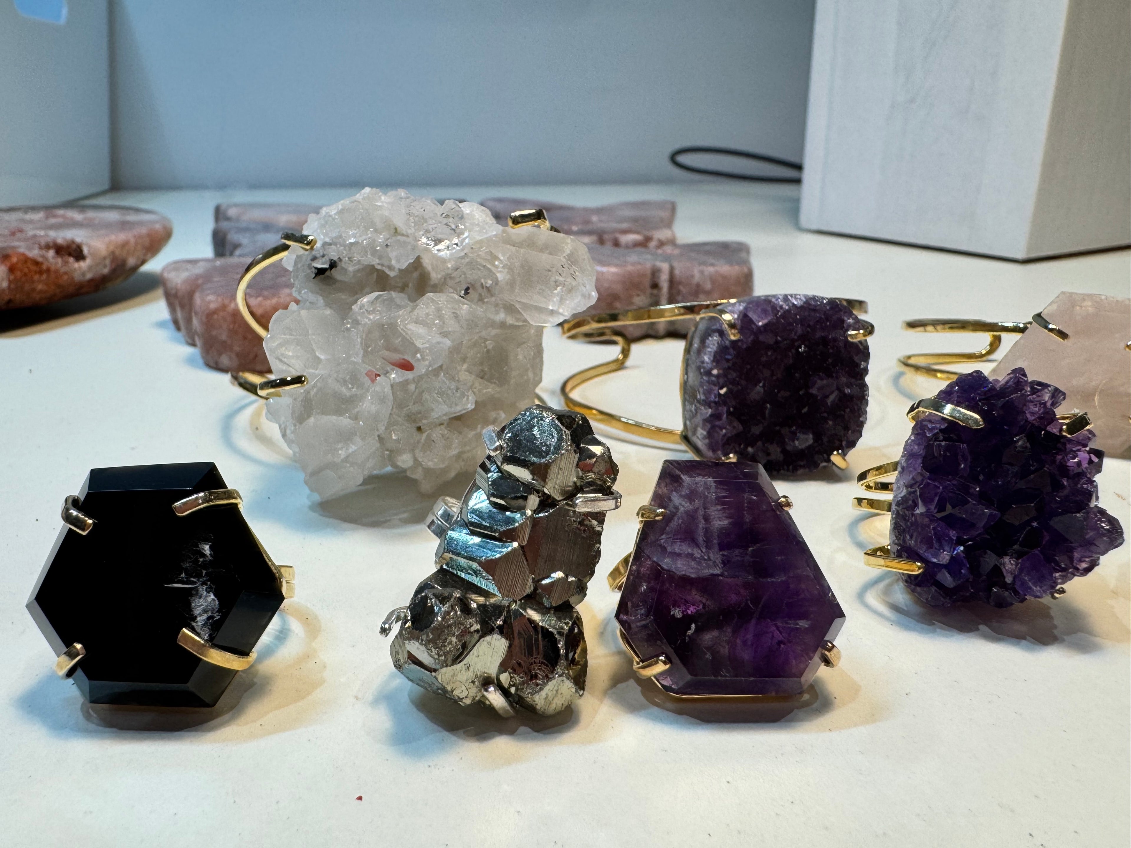 Black Obsidian Ring | Natural Polished Crystal on Gold Band | Radiant Crystals UK