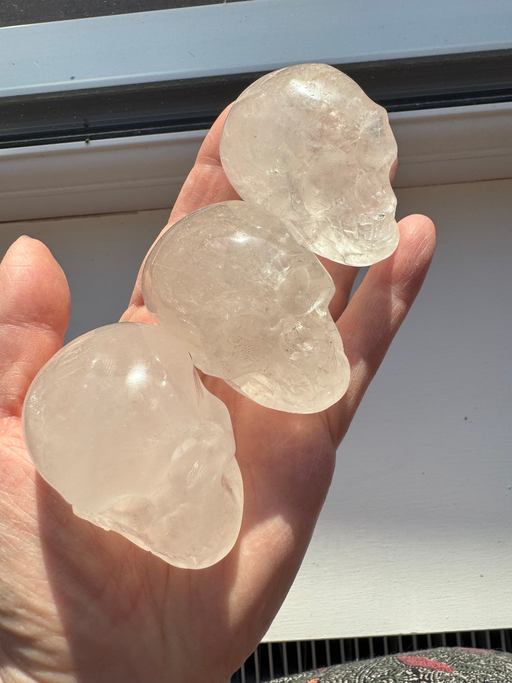 Clear quartz crystal hand carved skull