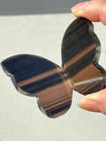 Midnight Lace Obsidian Butterfly Carving – Handcrafted Nature Décor | Natural Obsidian Sculpture |