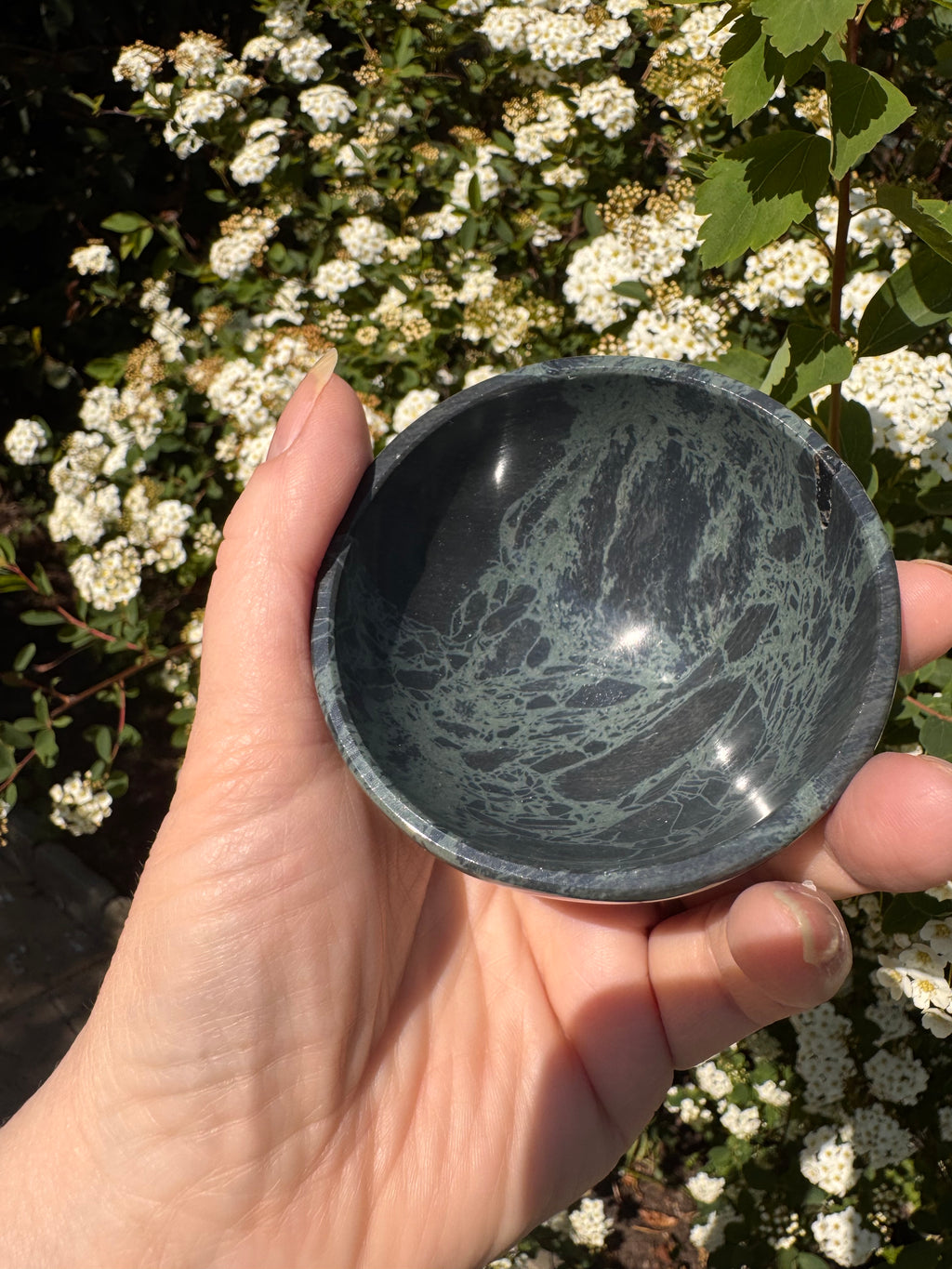 Spiderweb obsidian 3inch bowl – Handcrafted Nature Décor | Natural crystal Sculpture