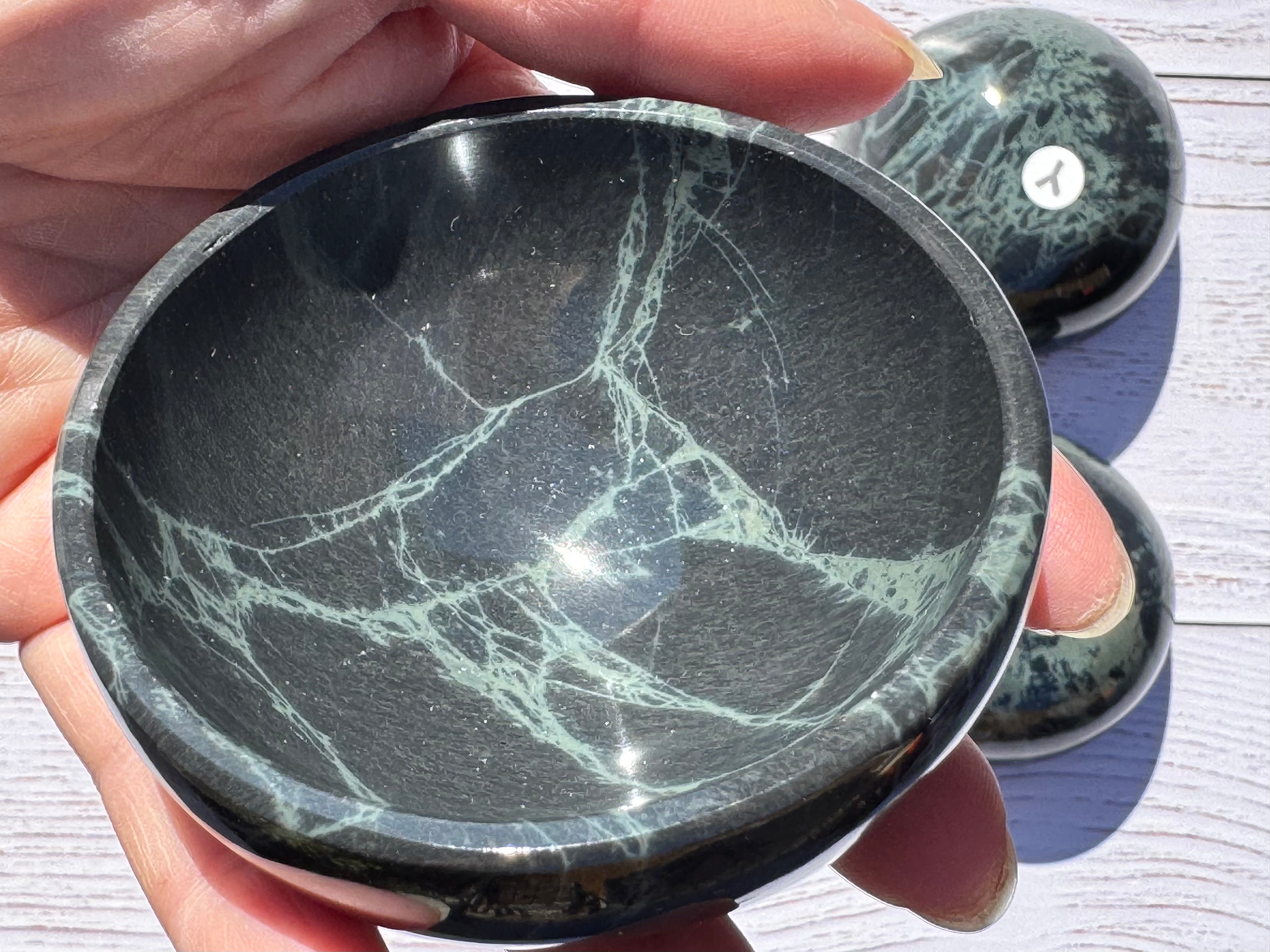 Spiderweb obsidian 3inch bowl – Handcrafted Nature Décor | Natural crystal Sculpture