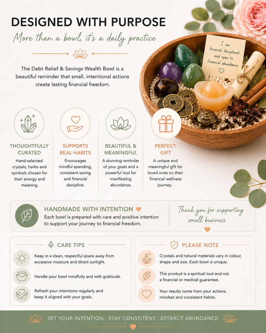 Debt Relief and Savings Wealth Bowl Kit.  (Feng Shui - Prosperity Abundance Wealth Bowl)