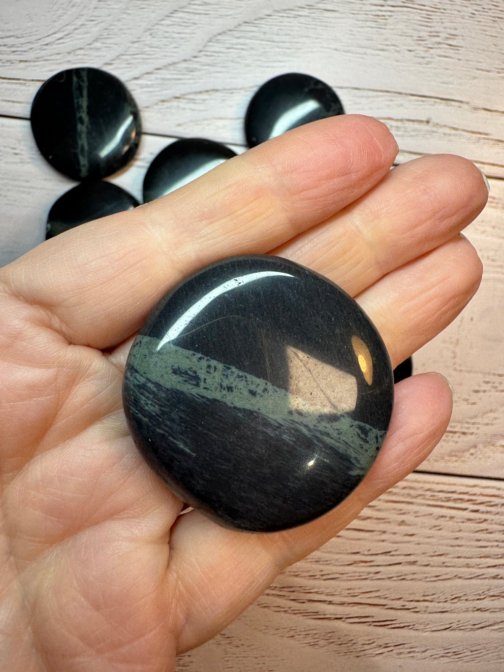 spiderweb Obsidian palm stone – Polished Grounding Crystal for Protection, Stability & Emotional Clarity