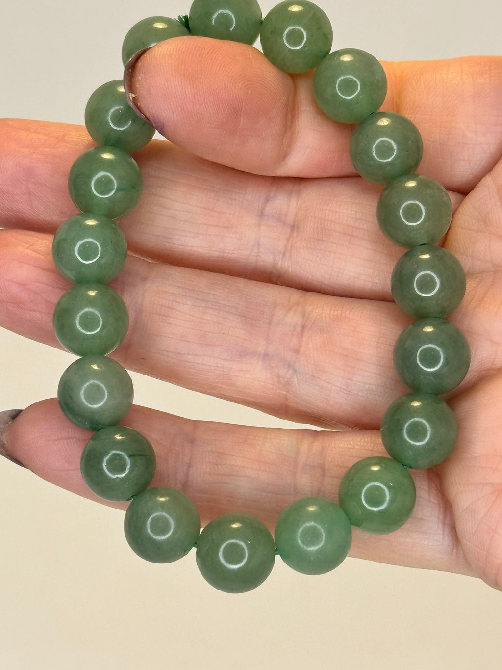 Jadeite Bracelet 10mm | Natural Green Crystal Bead Bracelet | Radiant Crystals UK