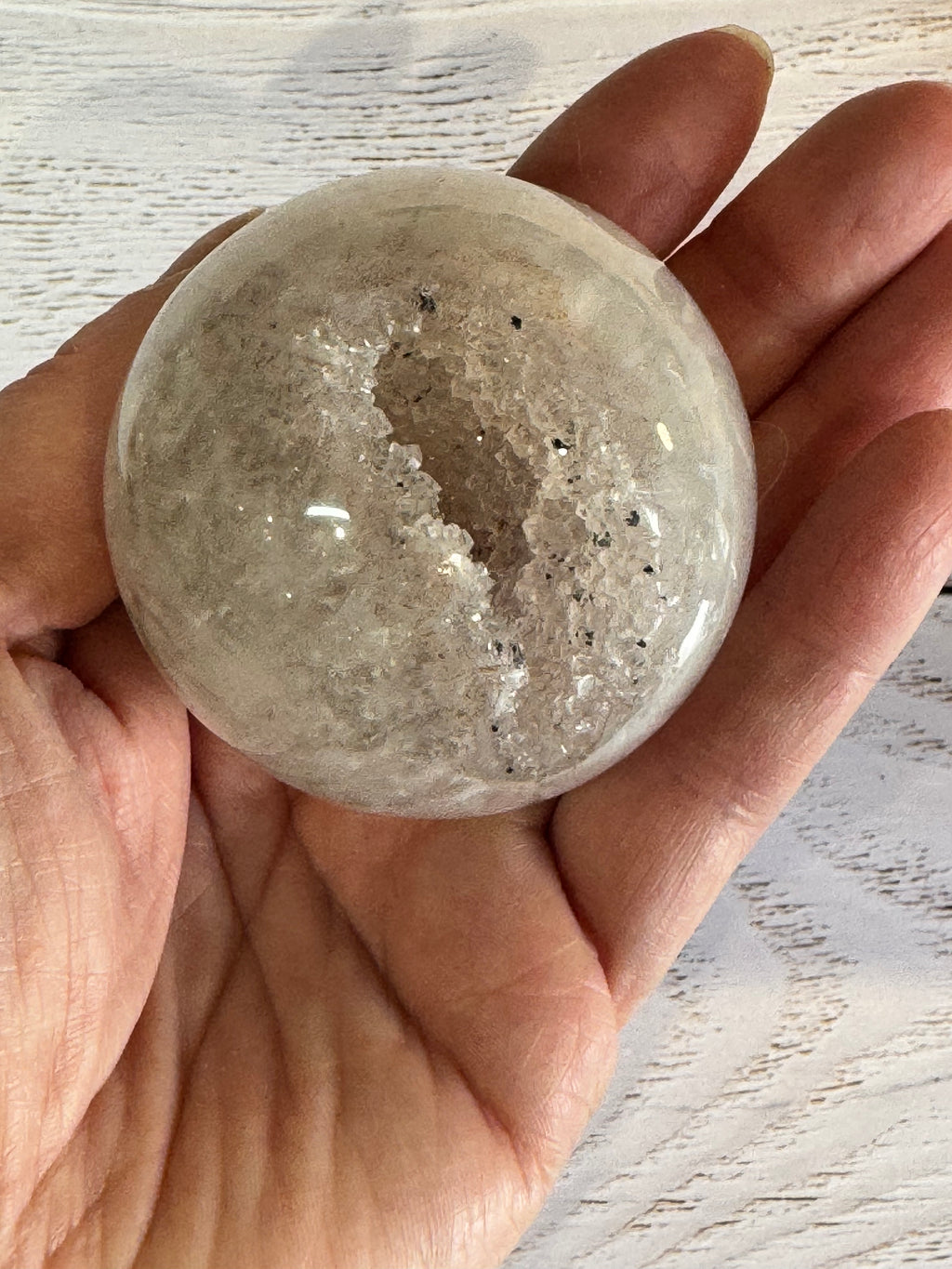 High Quality Crystal white Agate with druzy quartz spheres - Crystal home decor.