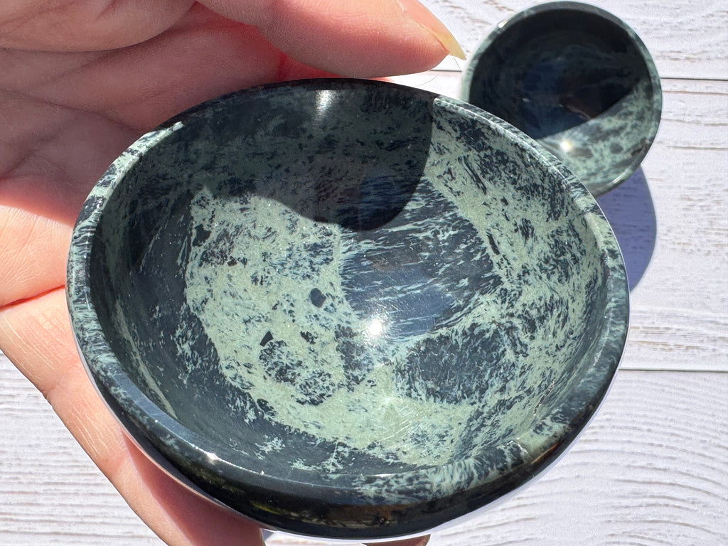 Spiderweb obsidian 3inch bowl – Handcrafted Nature Décor | Natural crystal Sculpture
