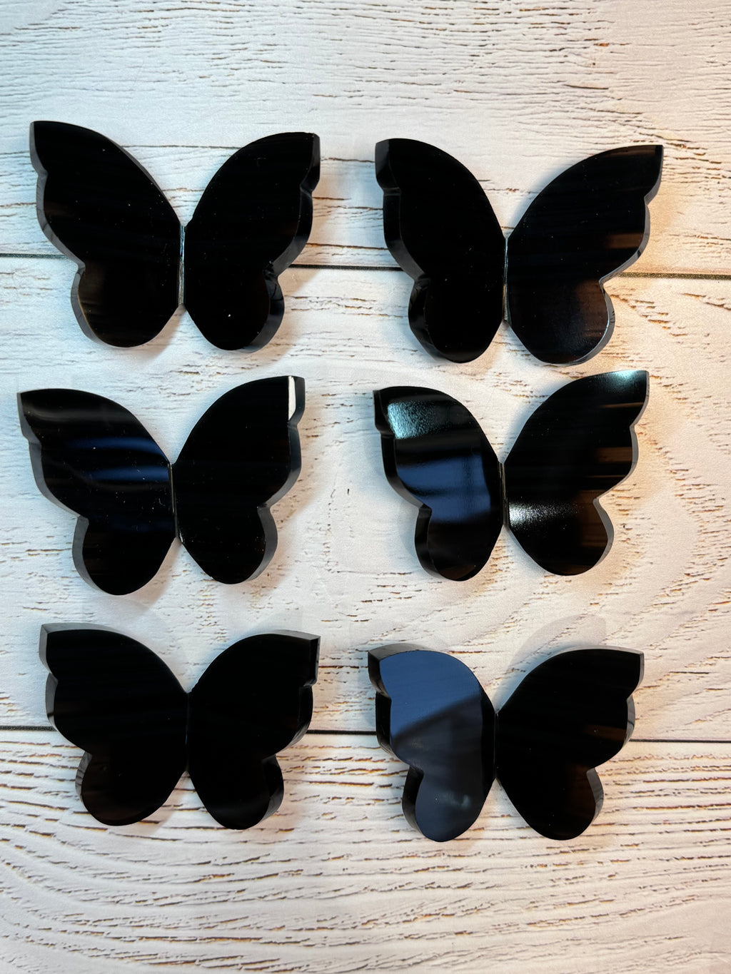 Midnight Lace Obsidian Butterfly Carving – Handcrafted Nature Décor | Natural Obsidian Sculpture |