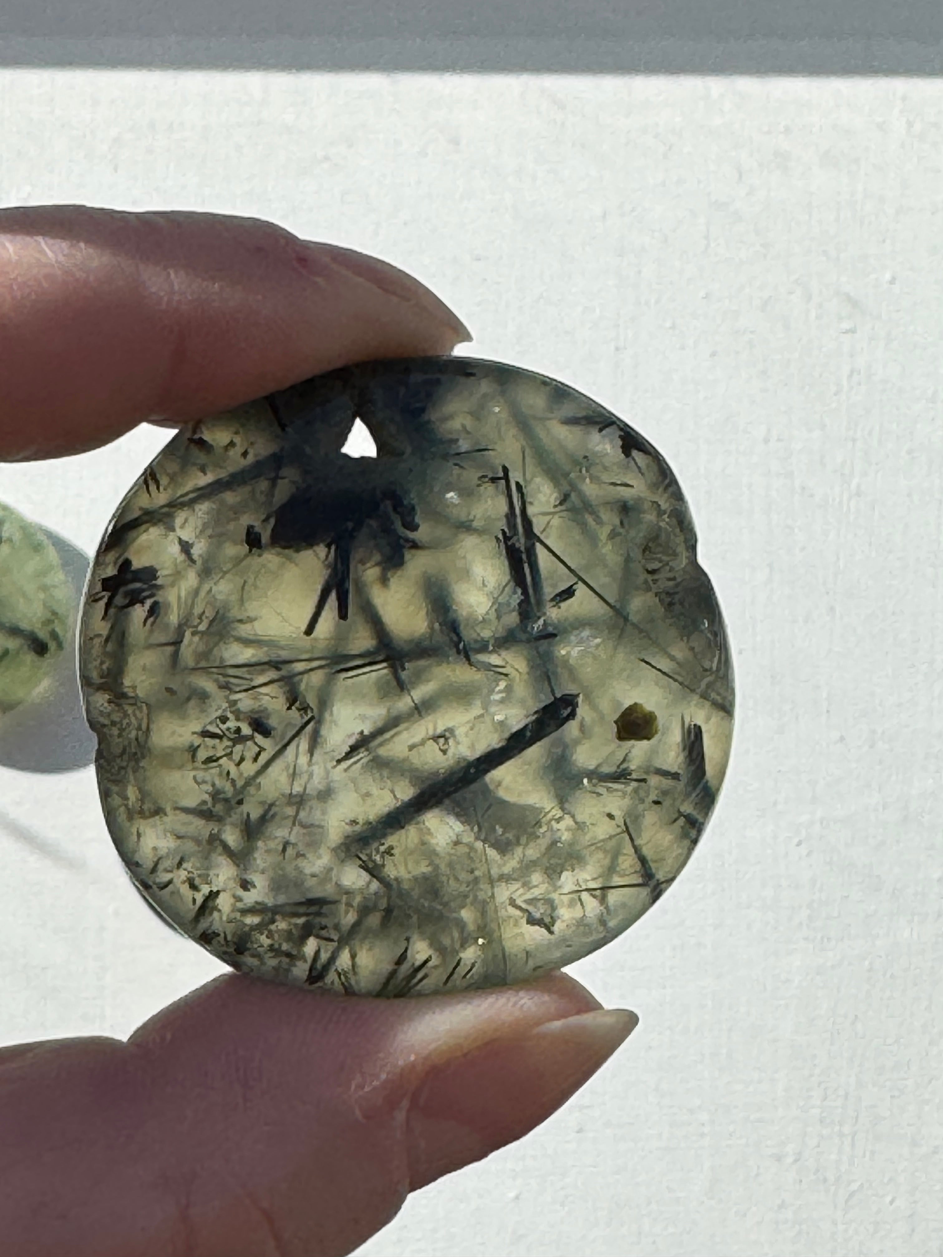Prehnite cookie palm stone – Handcrafted Nature Décor