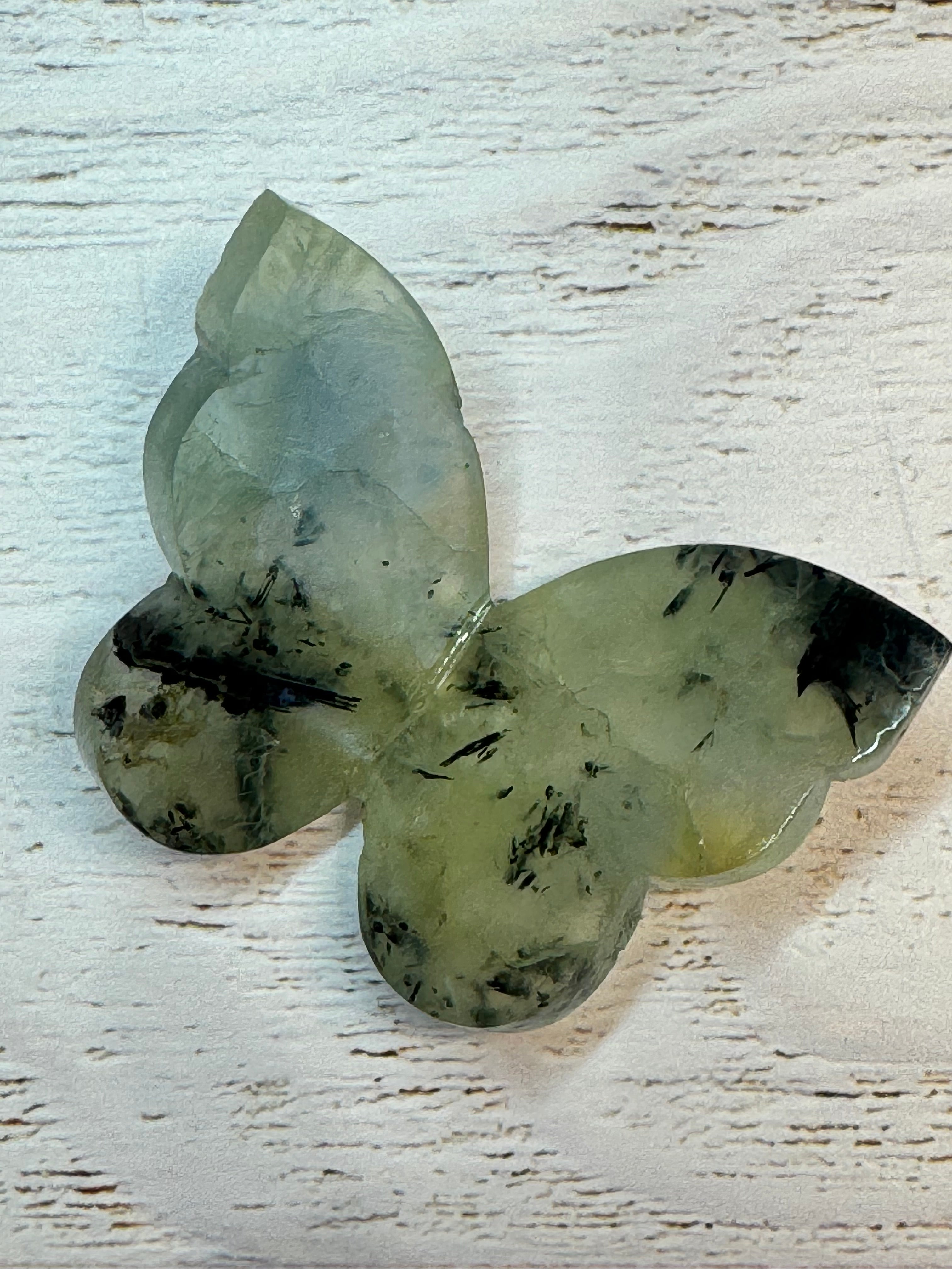 Prehnite Butterfly Carving – Handcrafted Nature Décor | Natural Obsidian Sculpture |