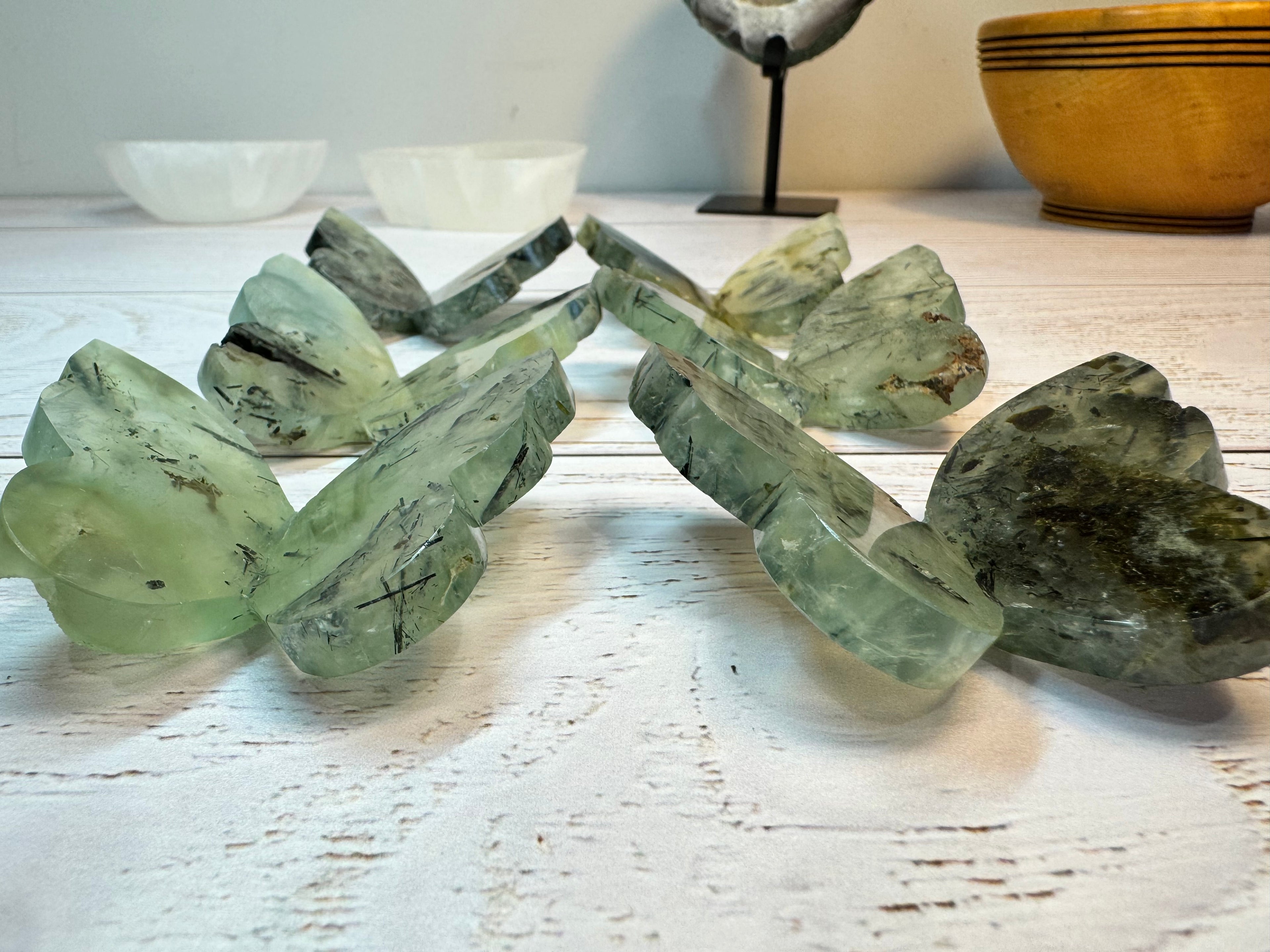 Prehnite Butterfly Carving – Handcrafted Nature Décor | Natural Obsidian Sculpture |