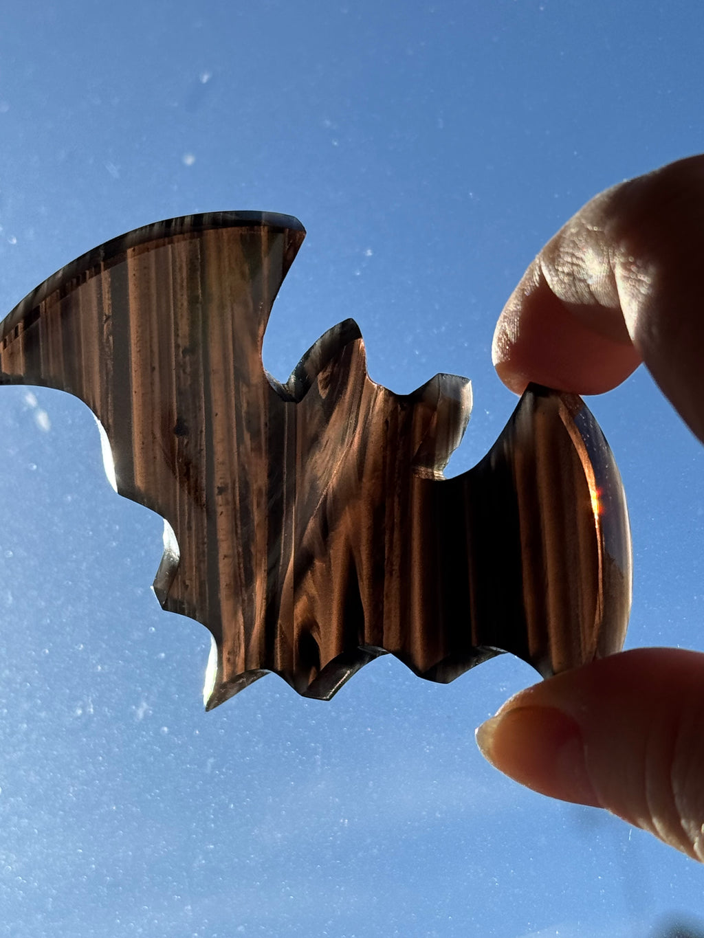 Midnight Lace Obsidian Bat Carving – Handcrafted Gothic Décor | Natural Obsidian Sculpture | Dark Academia | Halloween