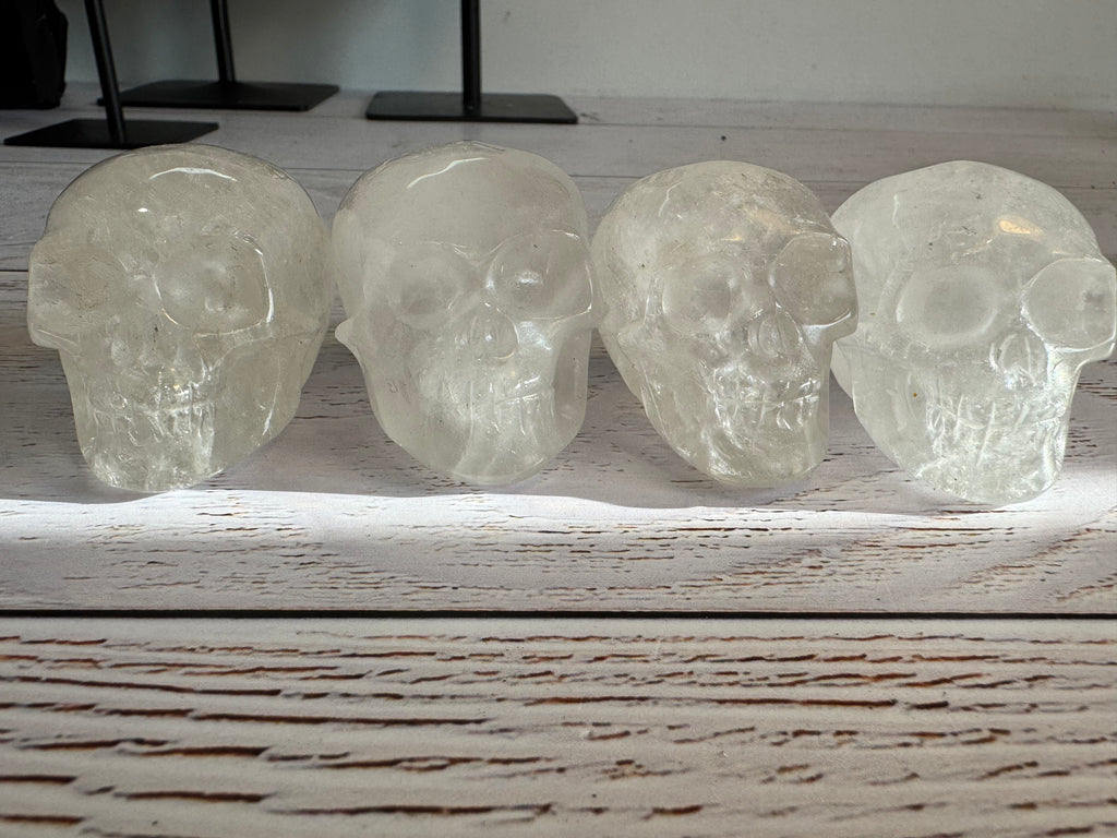 Clear quartz crystal hand carved skull