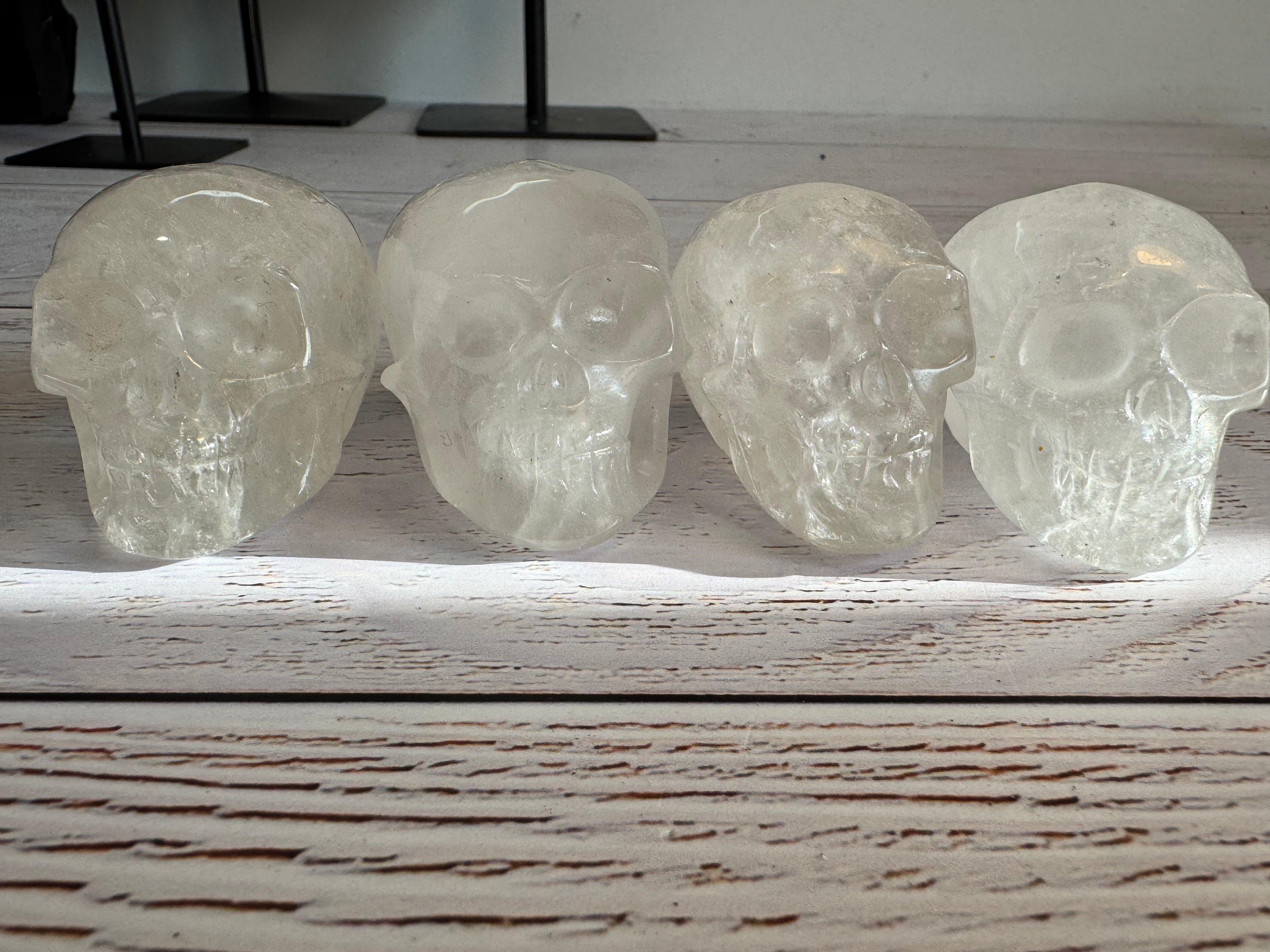Clear quartz crystal hand carved skull