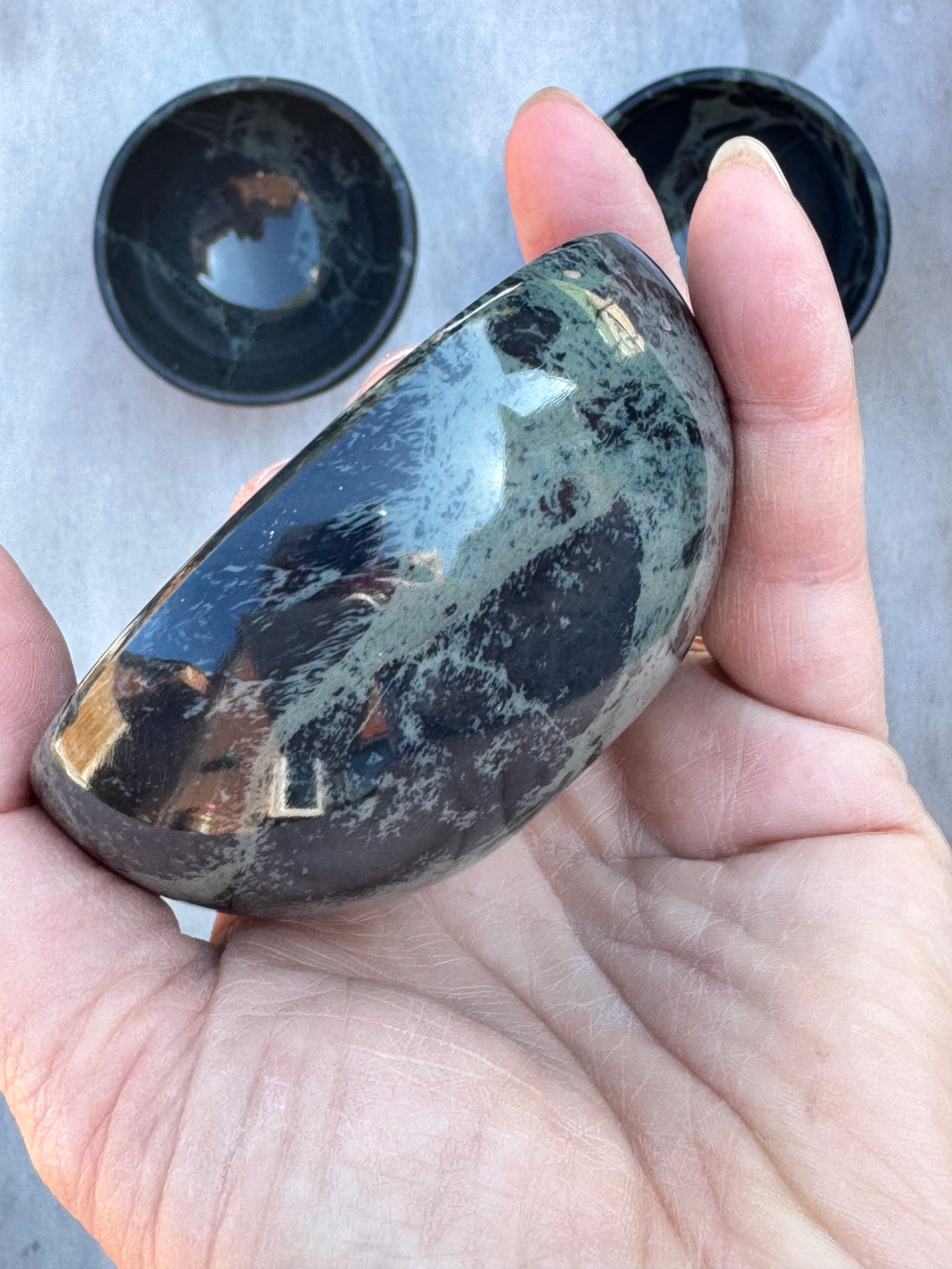Spiderweb obsidian 3inch bowl – Handcrafted Nature Décor | Natural crystal Sculpture