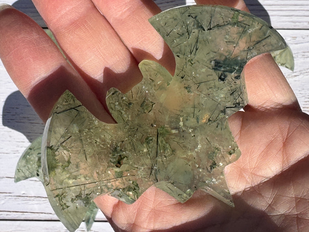 Prehnite Bat Carving – Handcrafted Nature Décor | Natural crystal Sculpture |