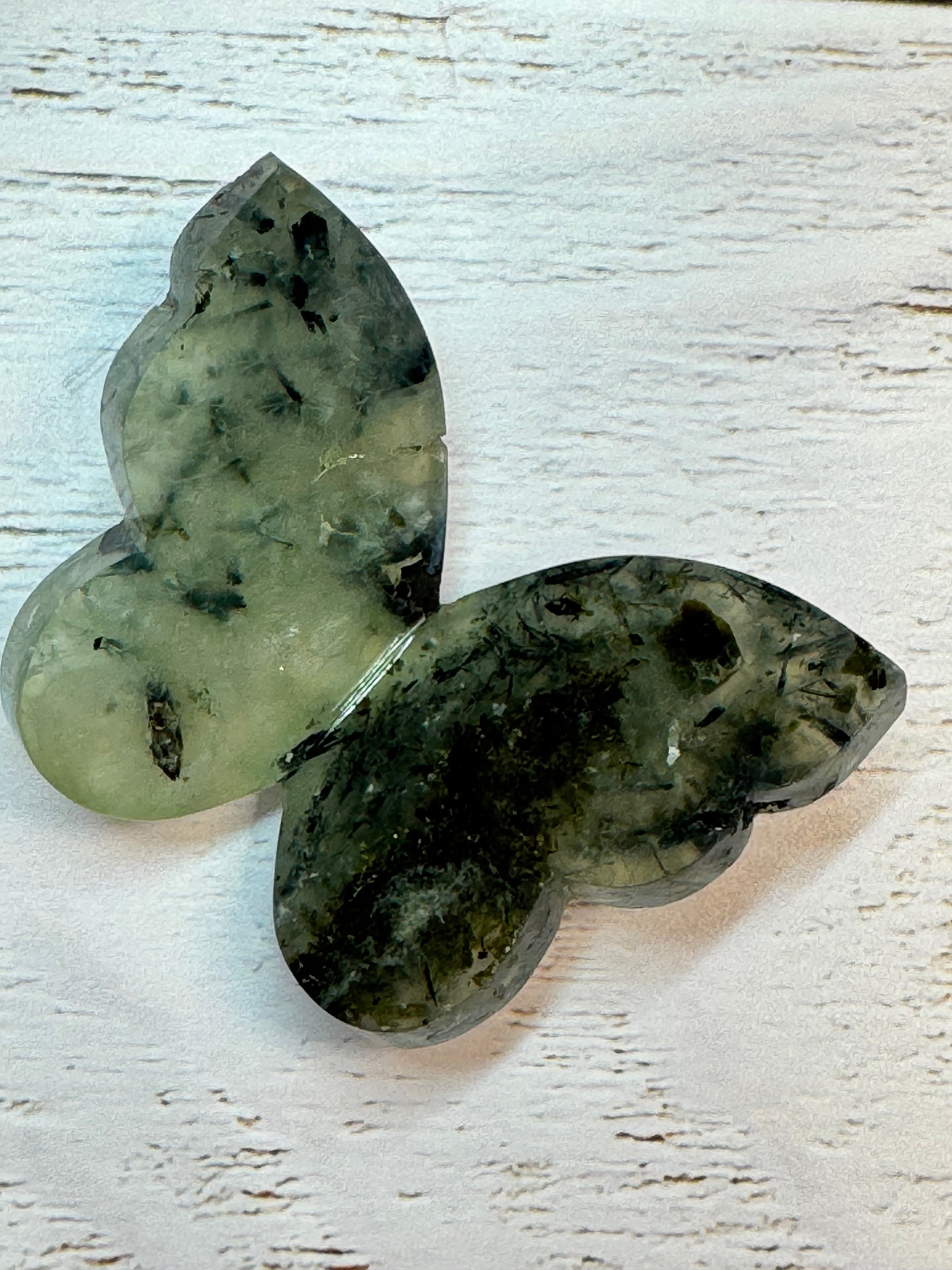 Prehnite Butterfly Carving – Handcrafted Nature Décor | Natural Obsidian Sculpture |