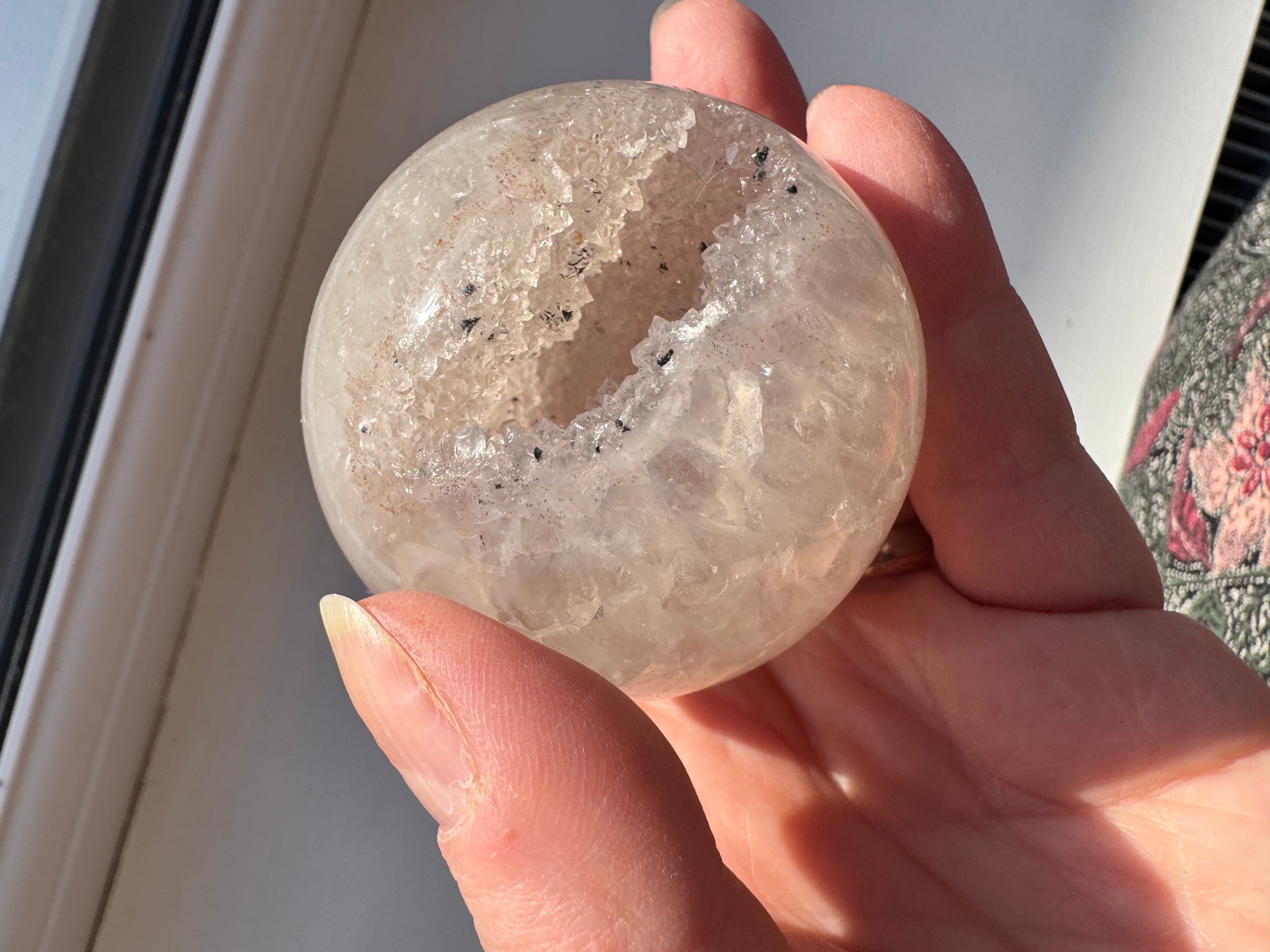 High Quality Crystal white Agate with druzy quartz spheres - Crystal home decor.