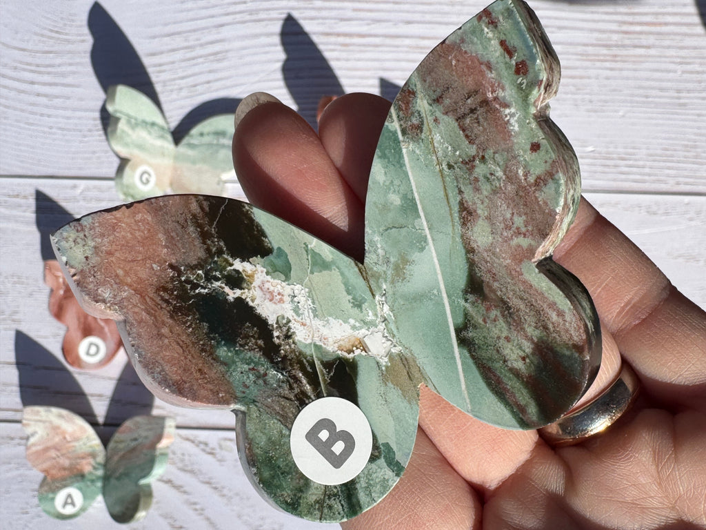 Unicorn Jasper 3d butterfly carving– Handcrafted Nature Décor | Natural crystal Sculpture | (Copy)