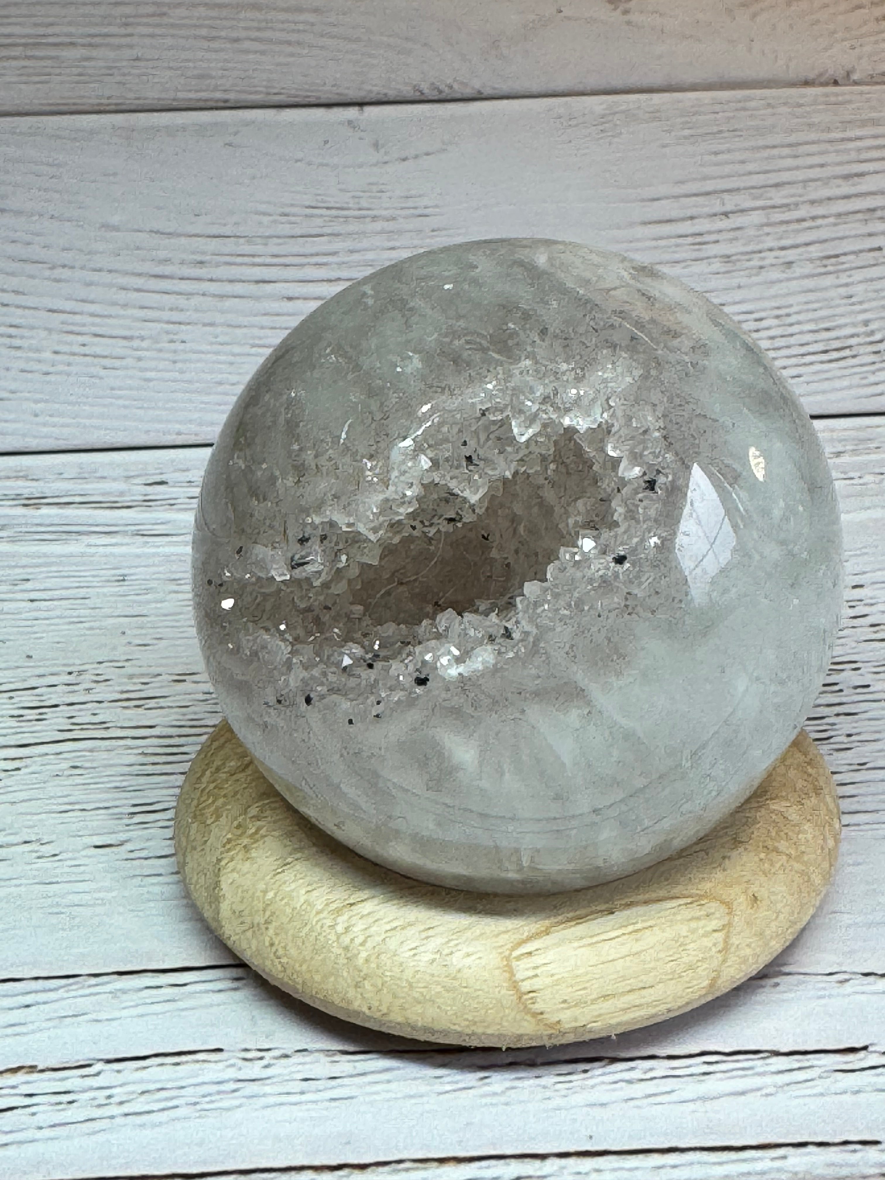High Quality Crystal white Agate with druzy quartz spheres - Crystal home decor.